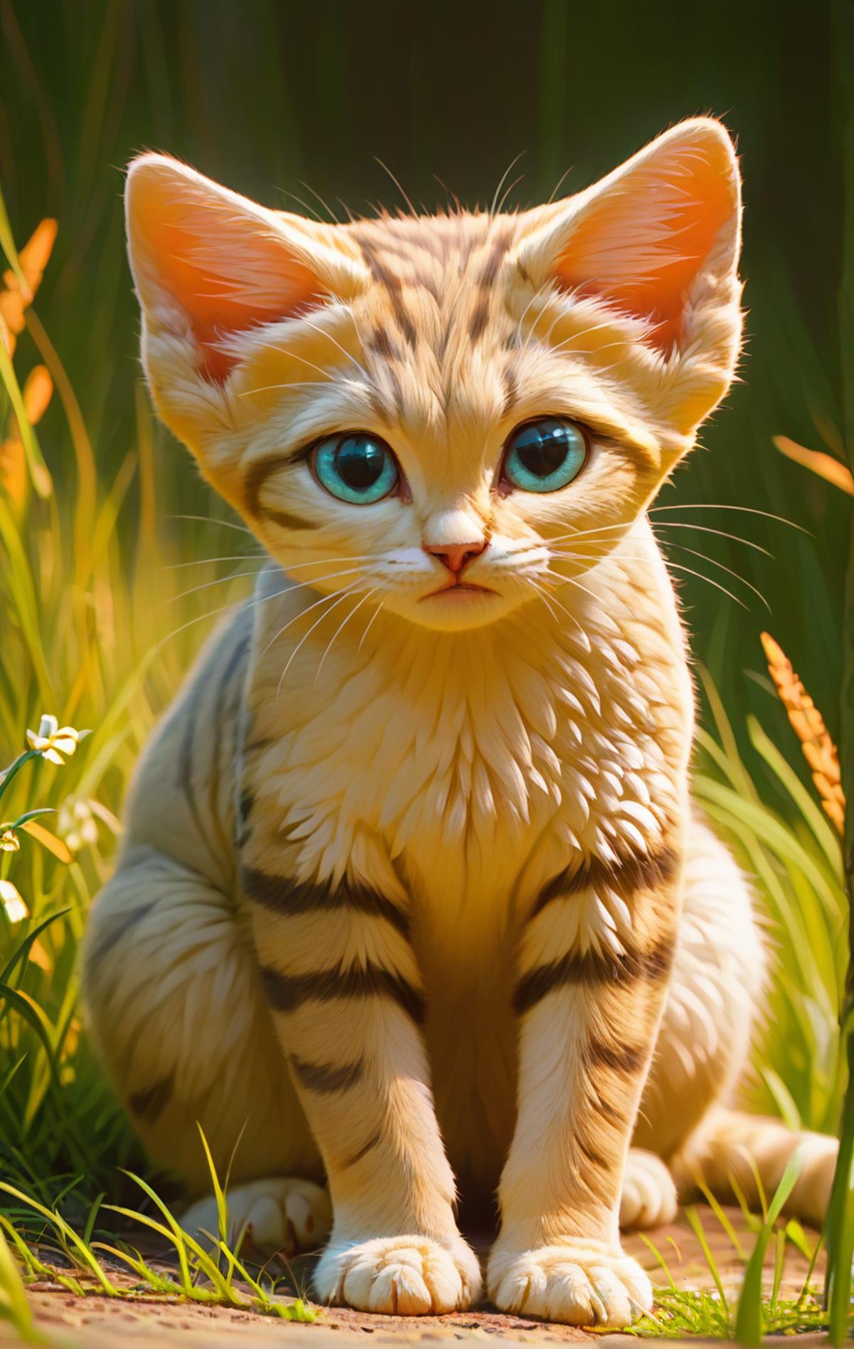 grass,zoo,sandcat,(kitten:1.3),solo,looking at viewer, perfect_lighting, <lora:add-detail-xl:0.5> <lora:沙丘猫009:0.7><lora:naip33:0.8>   <lora:Levo风格XL:0.5>, score_9, score_8_up, score_7_up, score_6_up, score_5_up, score_4_up,zPDXL