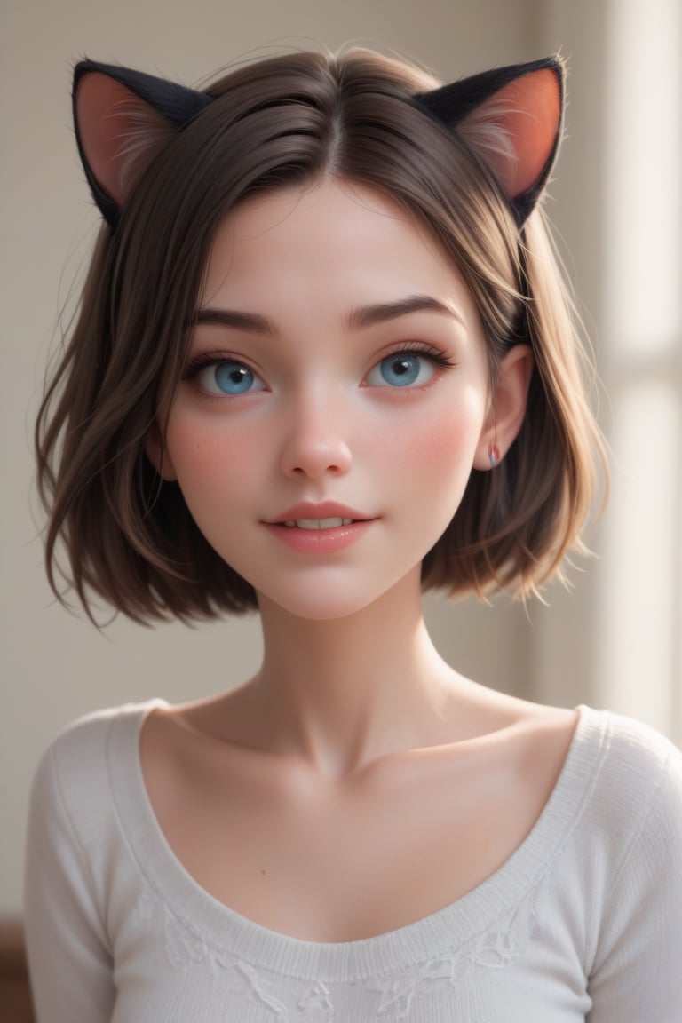  score_9, score_8_up, score_7_up, 1girl, cat girl, pale skin, detailed skin, perfect body, cute cat ear, extreme detail, masterpiece ,disney pixar style