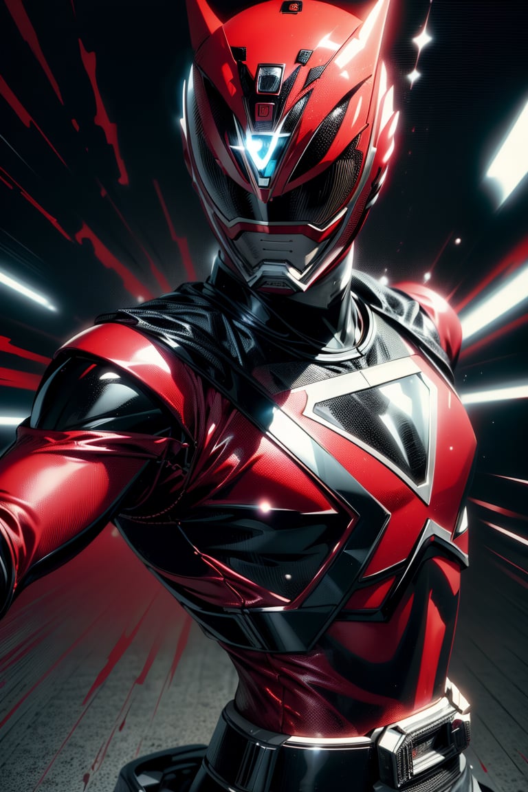 1man, solo, super sentai, red color, black color, action_pose, dynamic pose, tokusatsu, (8K, ultra-detailed, masterpiece, best quality, detailed, highly detailed, sharp focus) , (medium shot:1.3), (wide angle), (look at viewer:1.3),More Detail, dekaranger