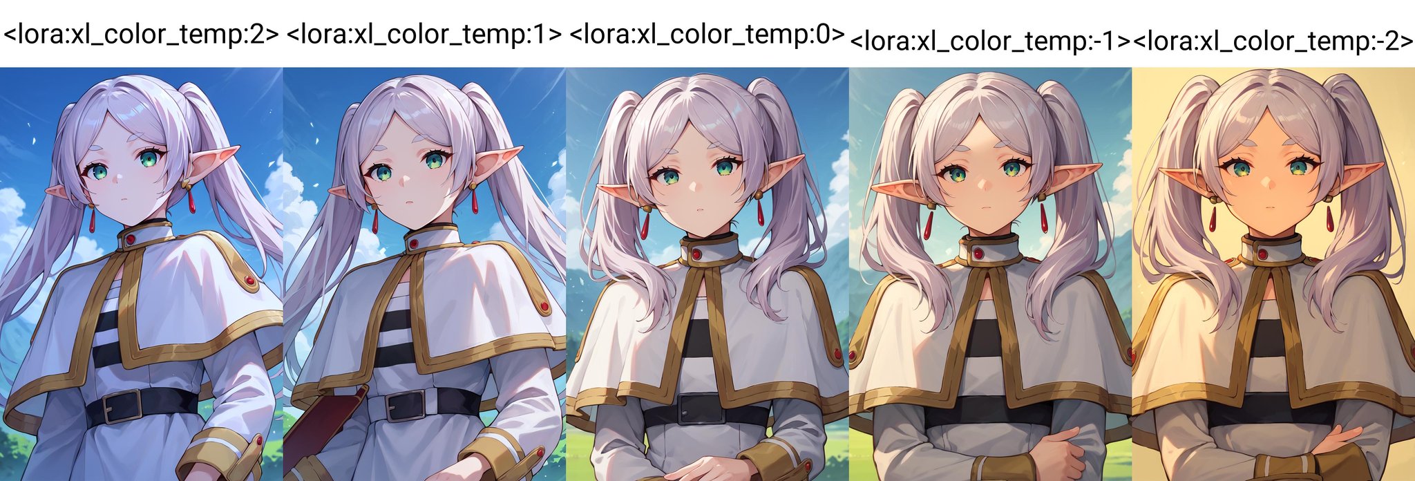 score_9_up score_8_up score_7_up, 1girl<lora:xl_color_temp:2>BREAKnereirfpnxl, frieren, pointy ears, twintails, earrings, elf, parted bangs, white hair, white capelet, capelet, long sleeves<lora:others_frieren_nereirfpnxl_pony_v2:1>