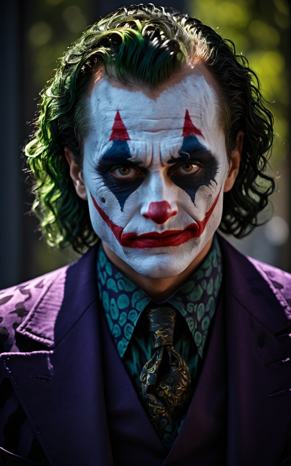 (best quality,highres,masterpiece:1.2),ultra-detailed,(portrait,joker,man,creepy look,detailed eyes,shallow depth of field,vignette,highly detailed,high budget Hollywood film),(best quality,4k,8k,highres,masterpiece:1.2),ultra-detailed,(realistic,photorealistic,photo-realistic:1.37),portraits,sharp focus,physically-based rendering,professional,vivid colors,bokeh,studio lighting,creepy color tones,subtle shadows