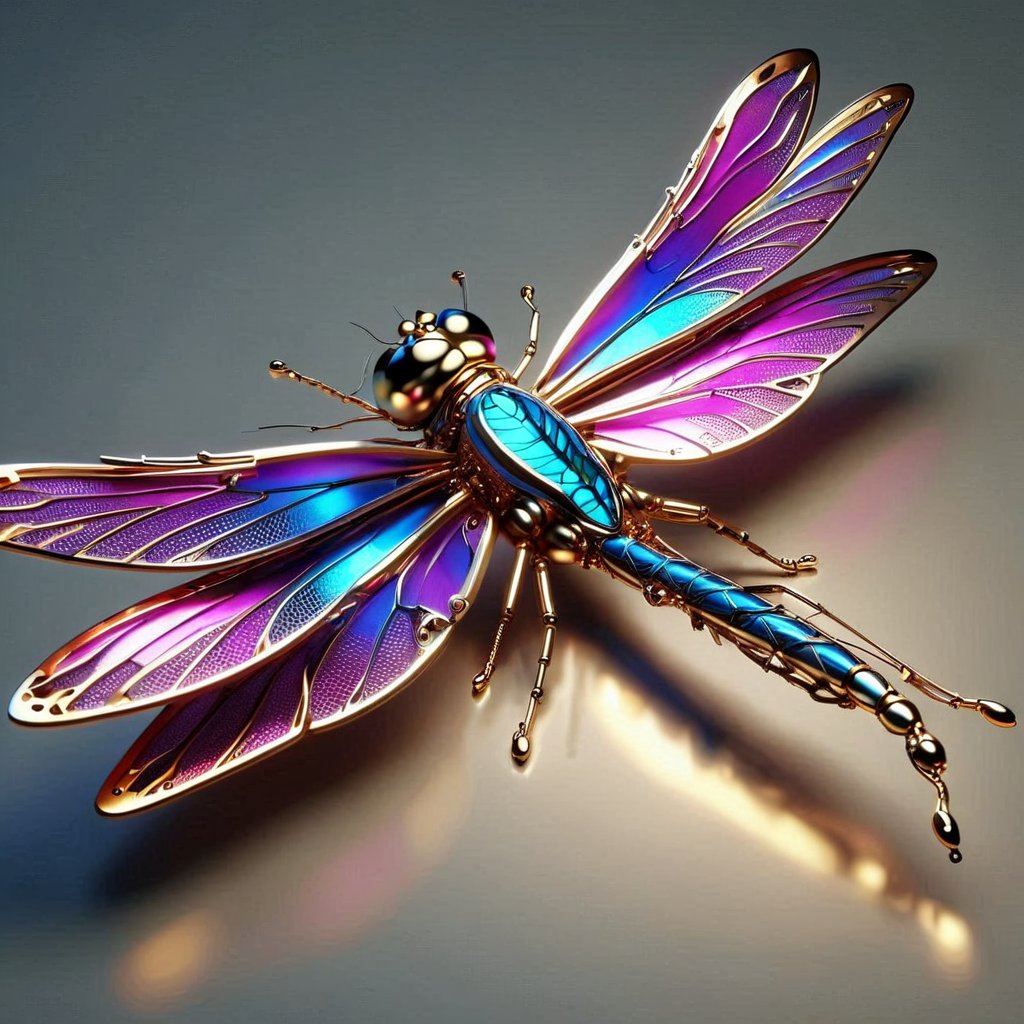 futuristic, metal adorning, glowing color inside, hollow inside, glossy,Ray tracing, 
Dragonfly,