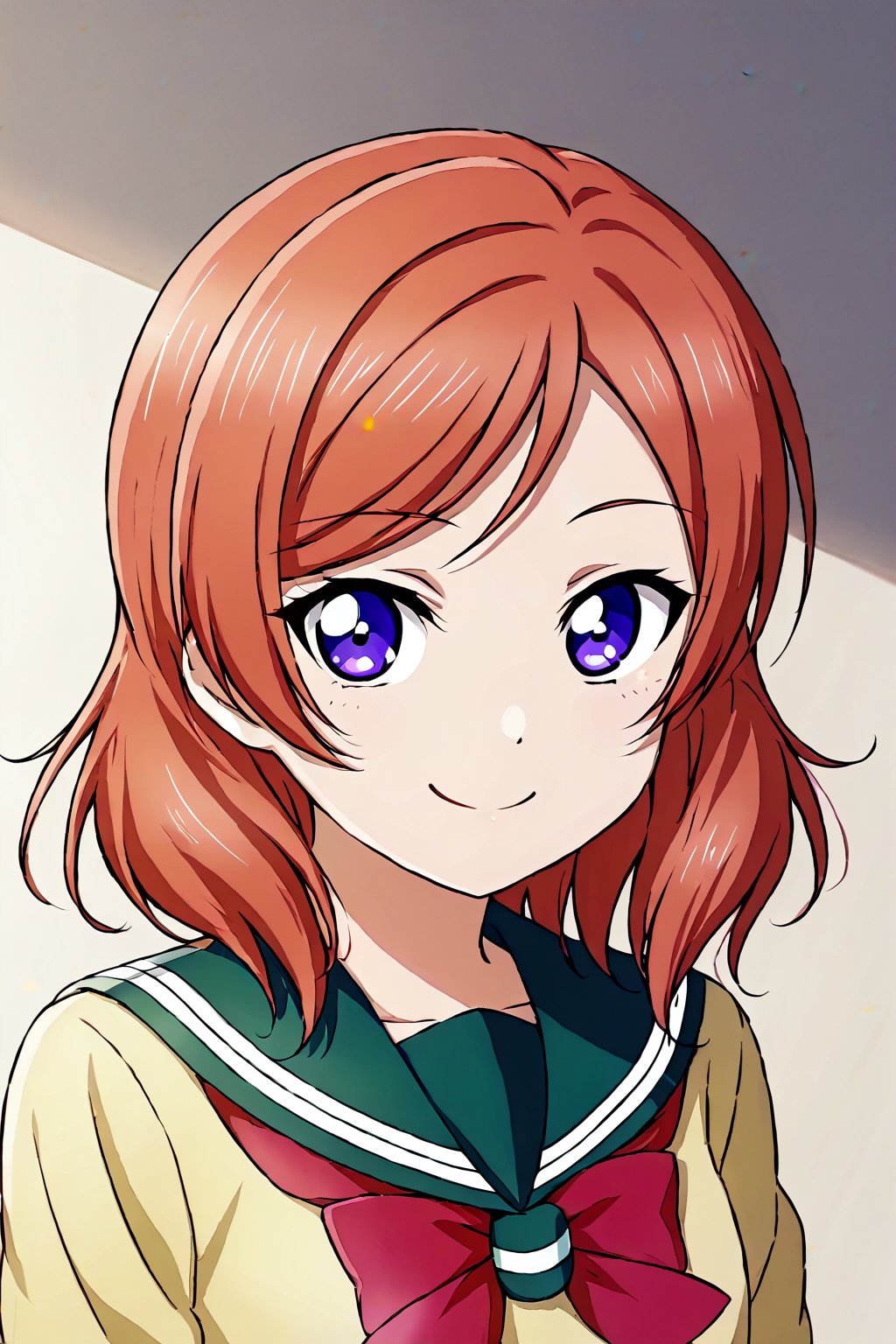 (masterpiece, high quality, better lighting, absurdres, best quality, illustration, ultra-detailed)), 
(cute, kawaii), ((1girl, solo)), smile, closed mouth, looking at viewer,
ADDCOMM

nishikino maki, love live! school idol project, school uniform, upper body,