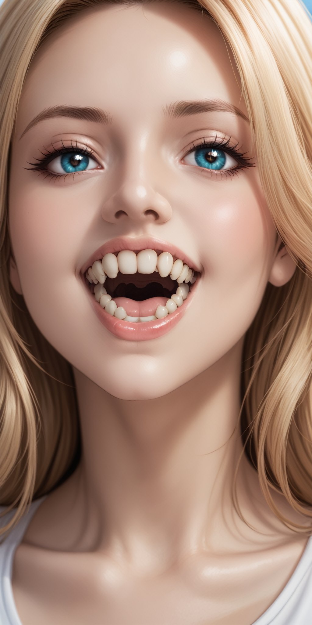 1girl,focus face, beautiful and detailed face, beautiful and detailed eyes,metal brackets on Teeth,Brackets Teeth,Teeth