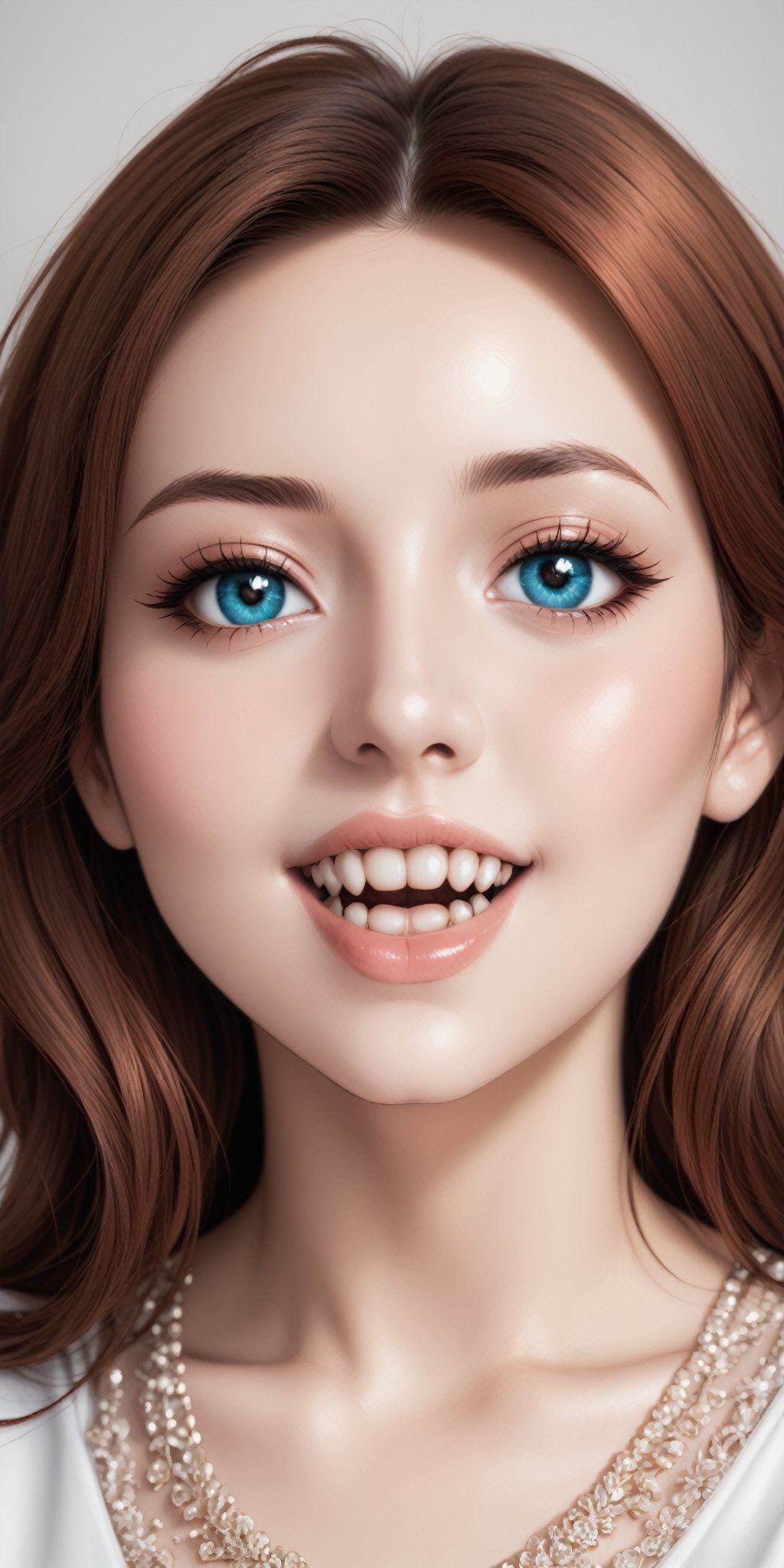 1girl,focus mouth, beautiful and detailed face, beautiful and detailed eyes,frenillos dentales,Brackets Teeth,Teeth