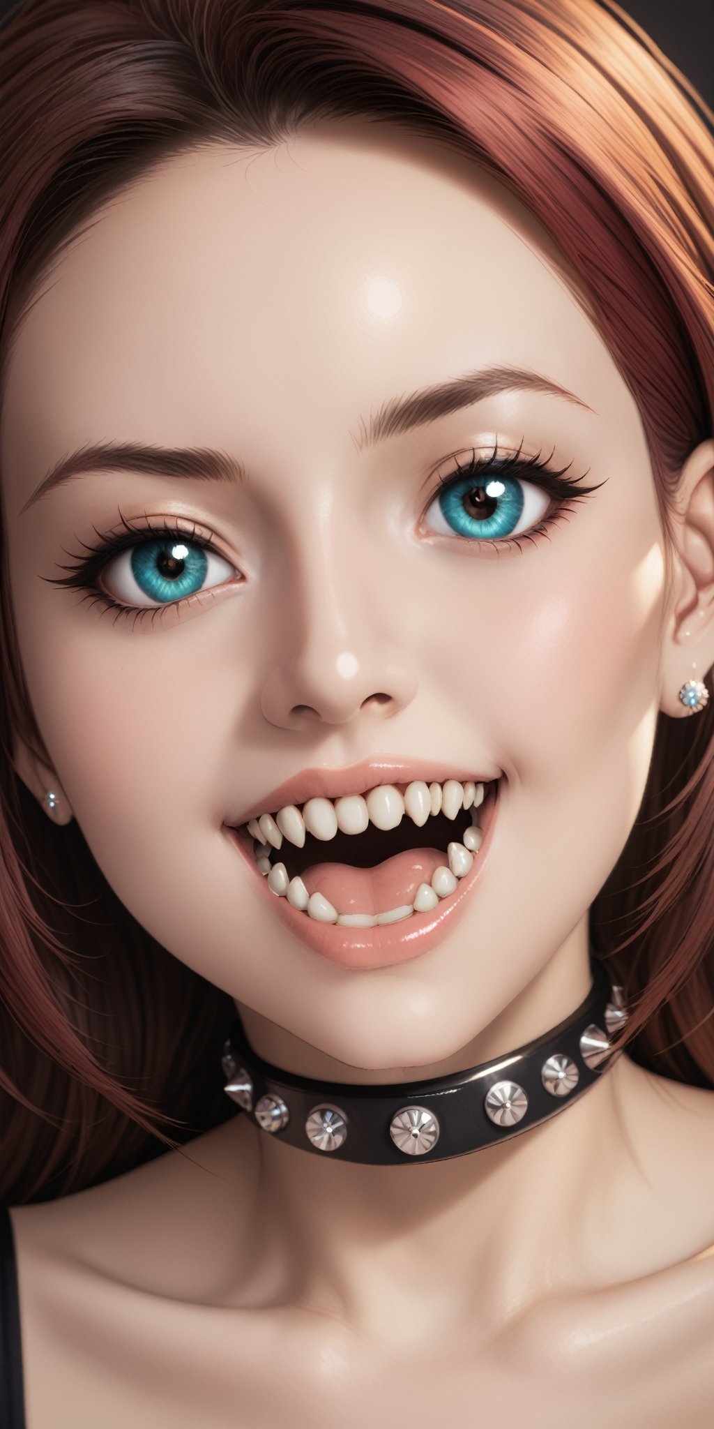 1girl,focus mouth, beautiful and detailed face, beautiful and detailed eyes,metal brackets on Teeth,Brackets Teeth,Teeth