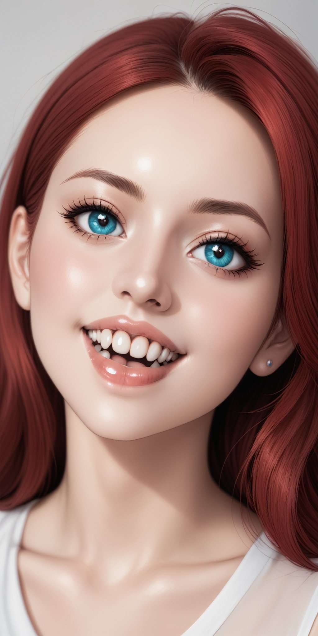 1girl,focus mouth, beautiful and detailed face, beautiful and detailed eyes,frenillos on Teeth,Brackets Teeth,Teeth