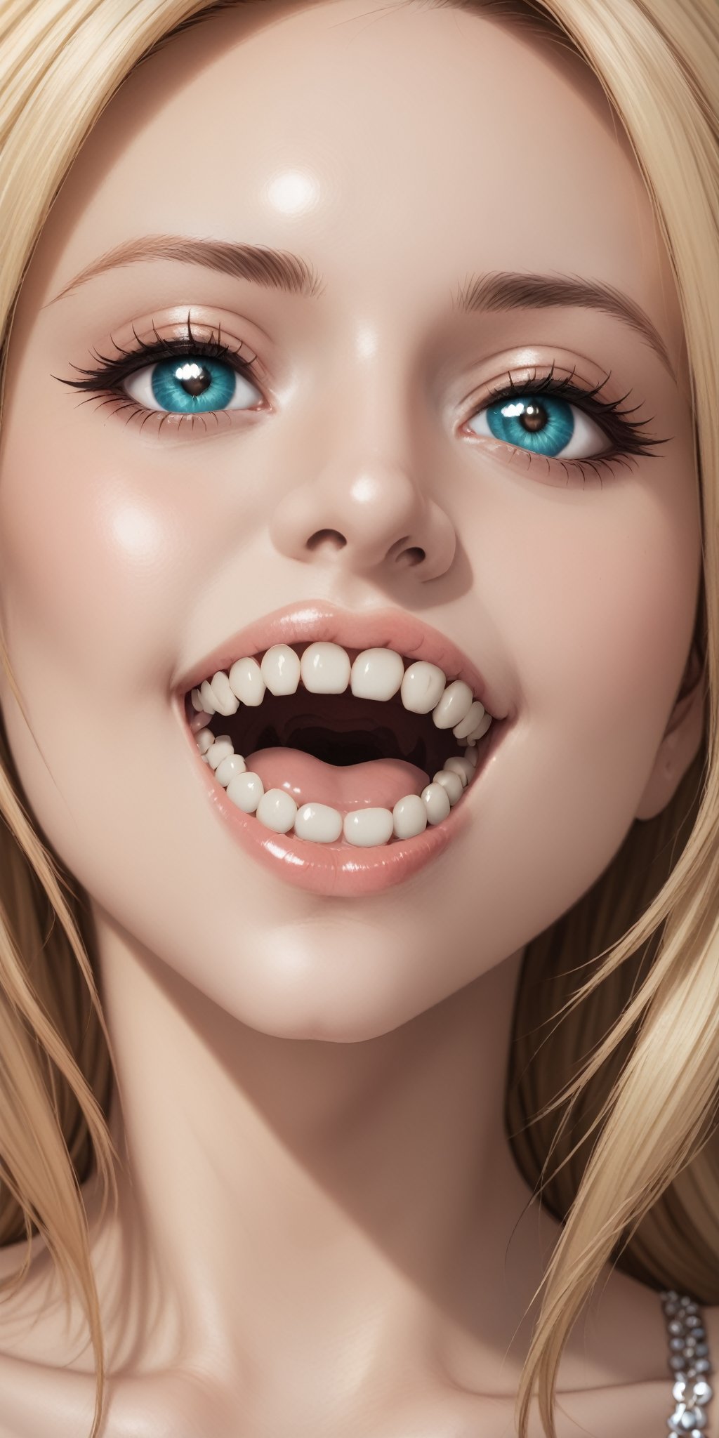 1girl,focus mouth, beautiful and detailed face, beautiful and detailed eyes,metal brackets on Teeth,Brackets Teeth,Teeth