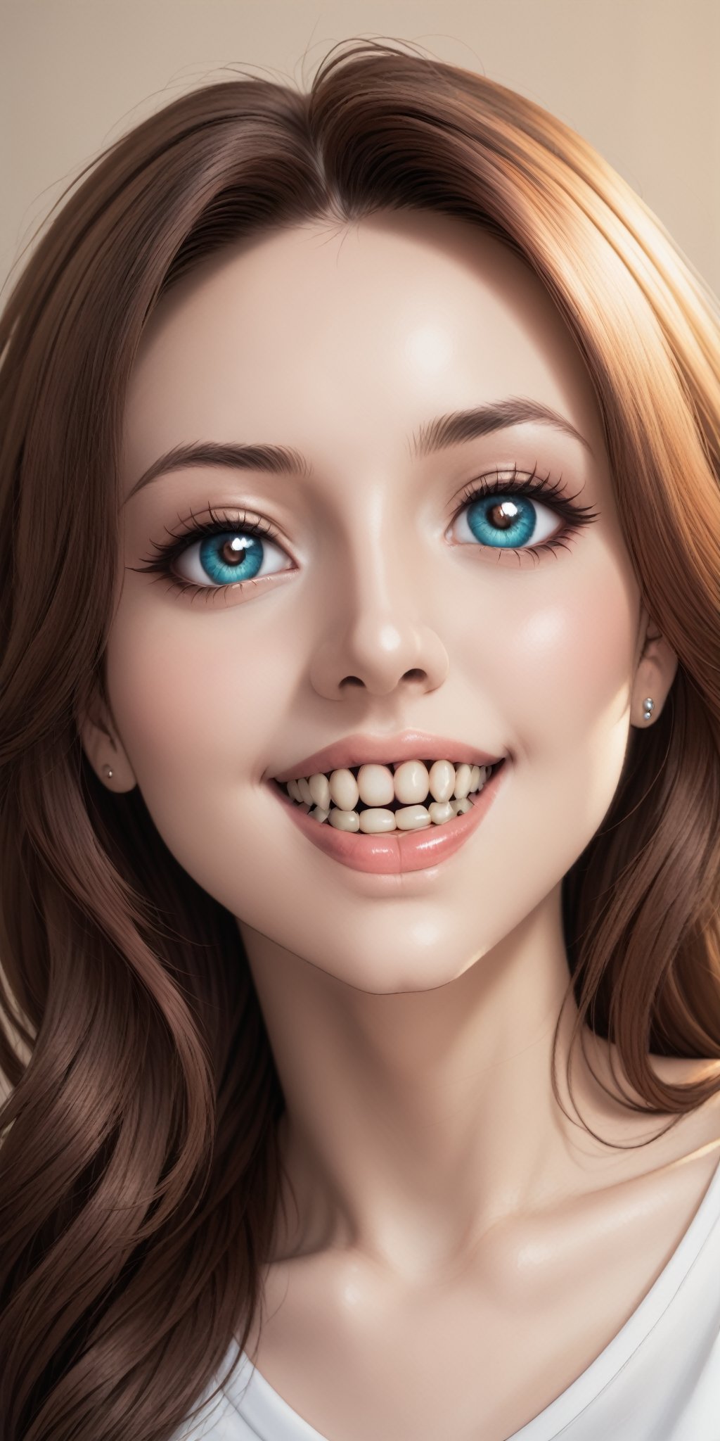 1girl,focus mouth, beautiful and detailed face, beautiful and detailed eyes,metal brackets on Teeth,Brackets Teeth,Teeth