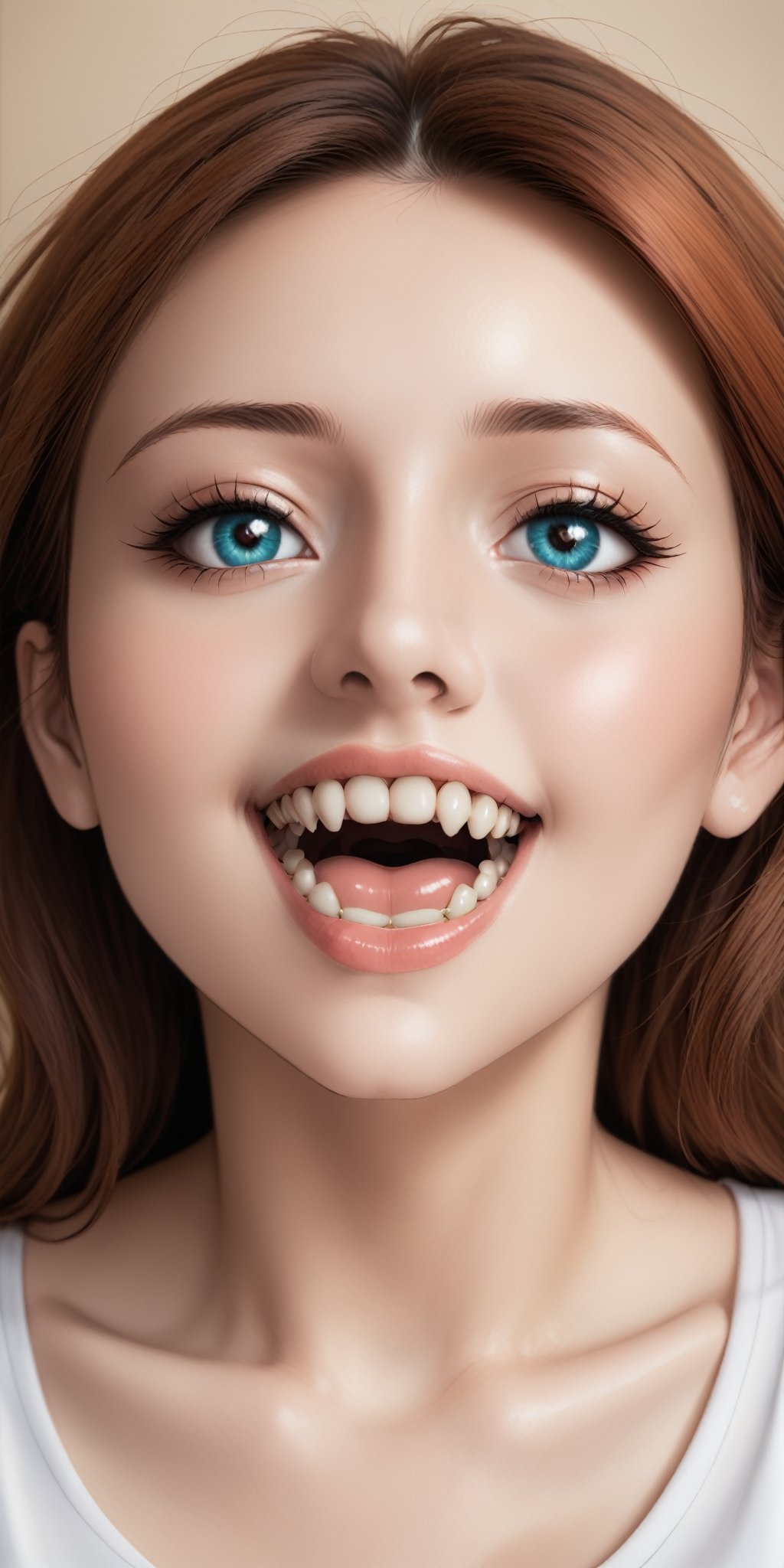 1girl,focus face, beautiful and detailed face, beautiful and detailed eyes,brackets on Teeth,Brackets Teeth,Teeth