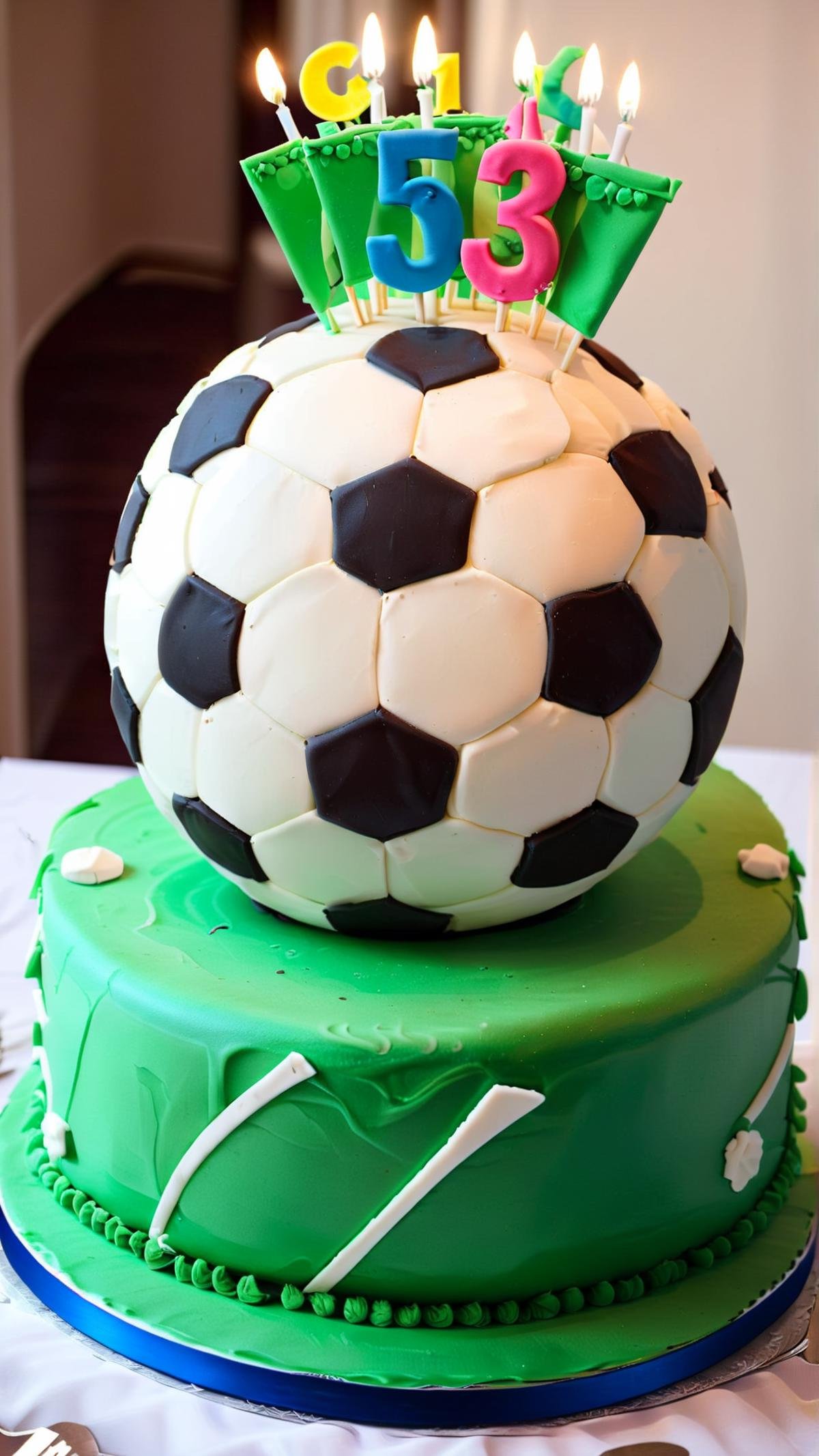 <lora:CakeStyleXL:1> CakeStyle soccer ball, custom cake, birthday cake,