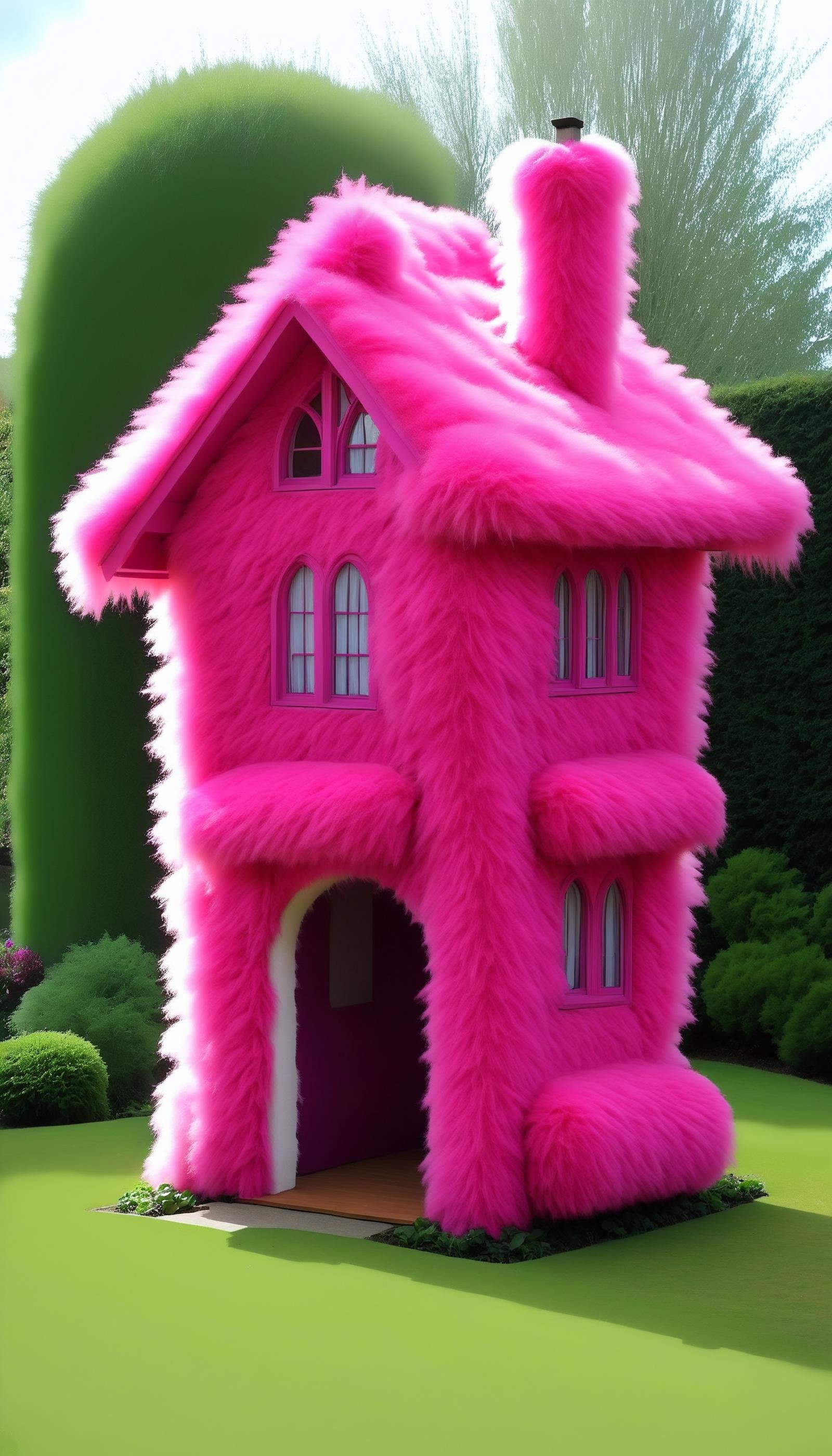 <lora:FluffyStyleXL:1.3> FluffyStyle Fuchsia house, fuzzy