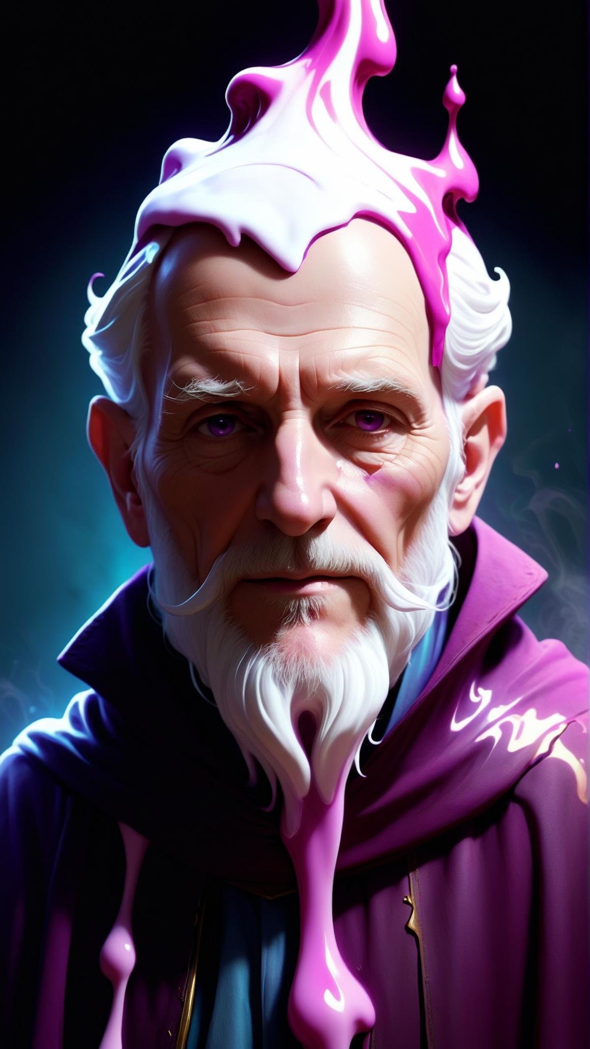 <lora:CheeseOnTopStyleXL:1> CheeseOnTopStyle, Magenta cheese, a human elemental sorcerer, mountainous setting, colorful magic effects, white skin, portrait, old man, sharp focus, digital art, concept art, trending on artstation, dynamic lighting, by emylie boivin, melted liquid on top, (Masterpiece:1.3) (best quality:1.2) (high quality:1.1)