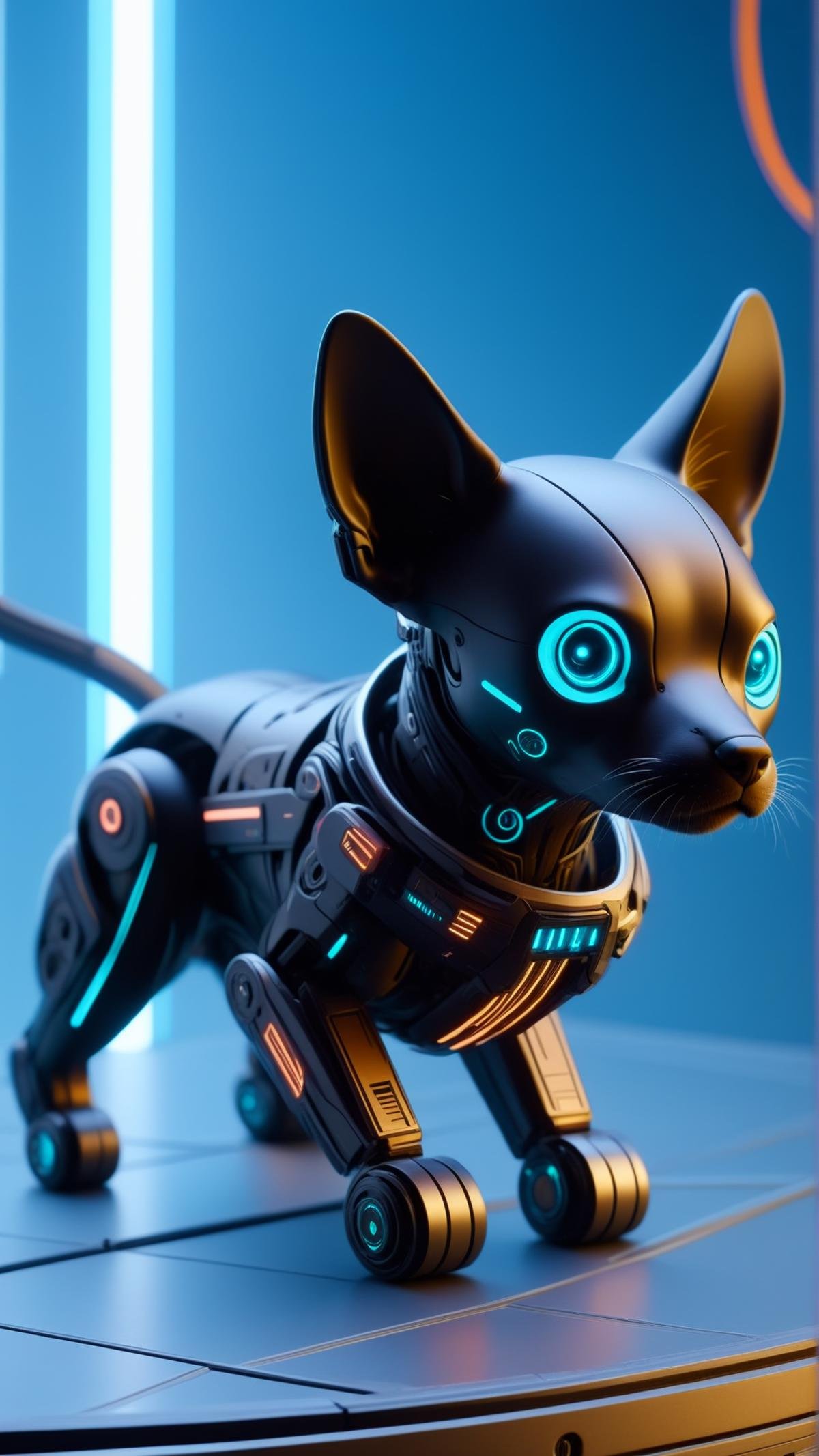 <lora:C7b3rp0nkStyleXL:1.3> C7b3rp0nkStyle Pet toy, cyberpunk, sci-fi, futuristic, tech