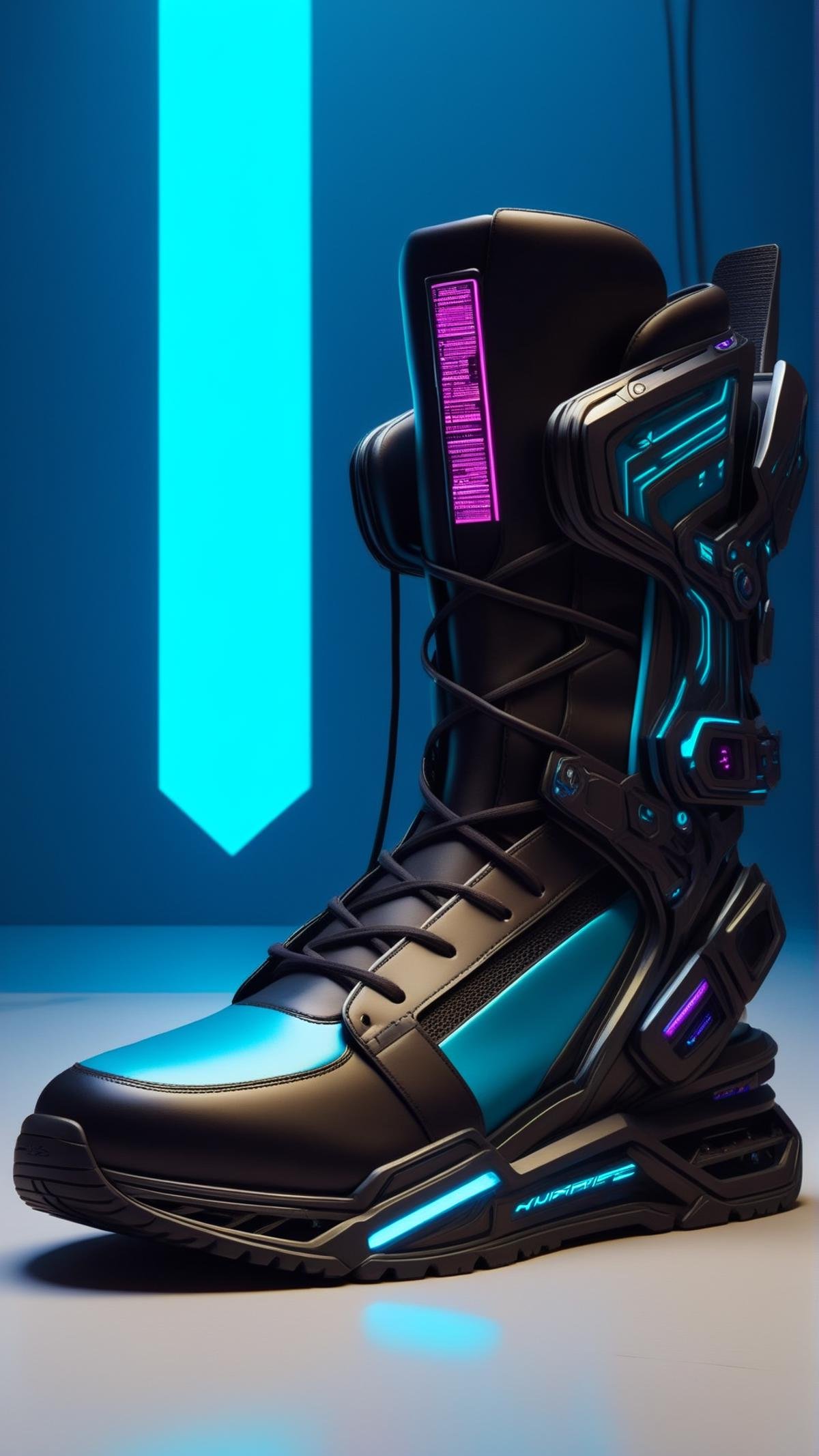 <lora:C7b3rp0nkStyleXL:1.3> C7b3rp0nkStyle shoe, cyberpunk, sci-fi, futuristic, tech