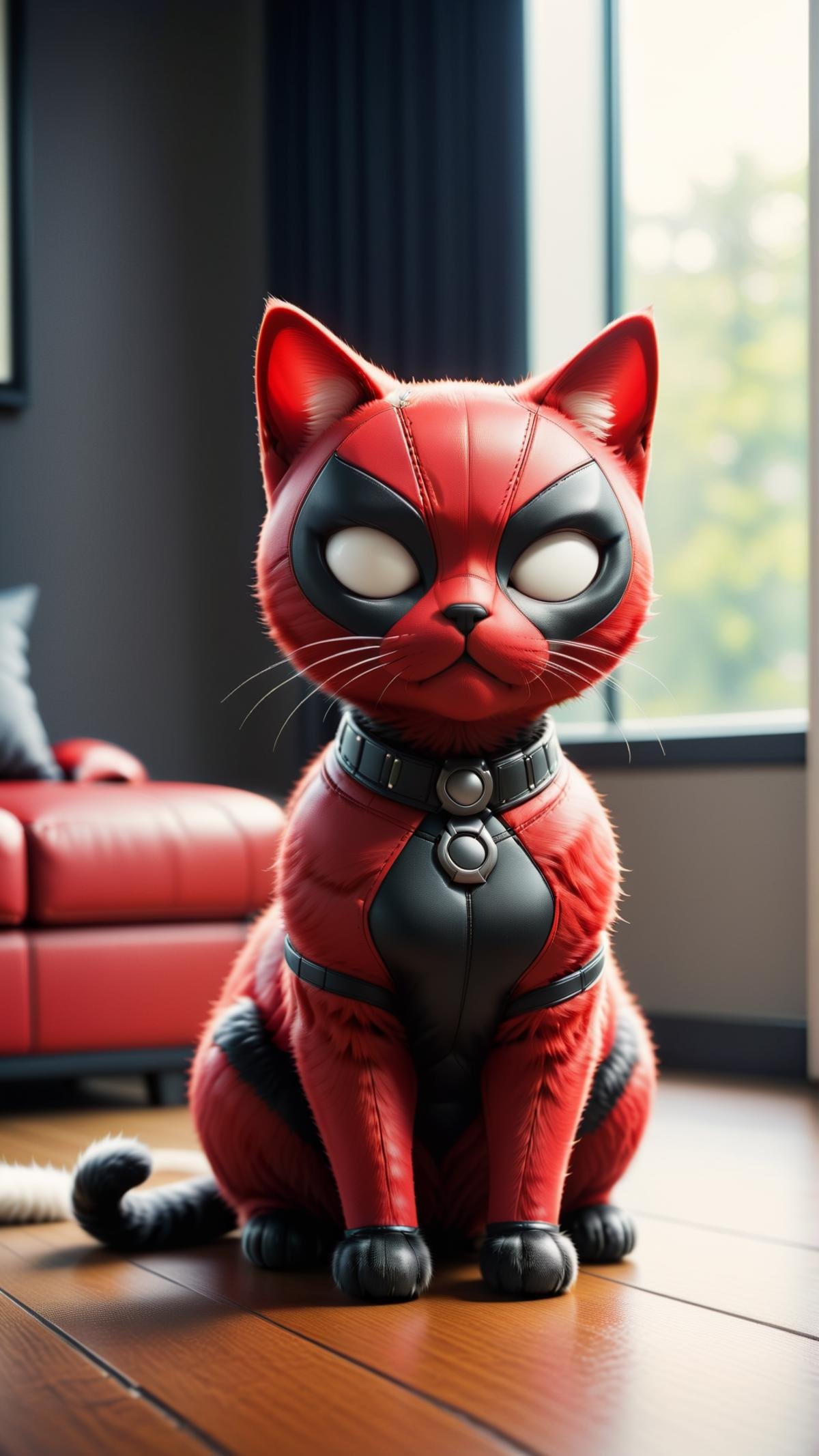 <lora:DeadpoolStyleXL:1>DeadpoolStyle cat body, 24mm, (analog, cinematic, film grain:1.3), Bokeh DOF, (Masterpiece:1.3) (best quality:1.2) (high quality:1.1)