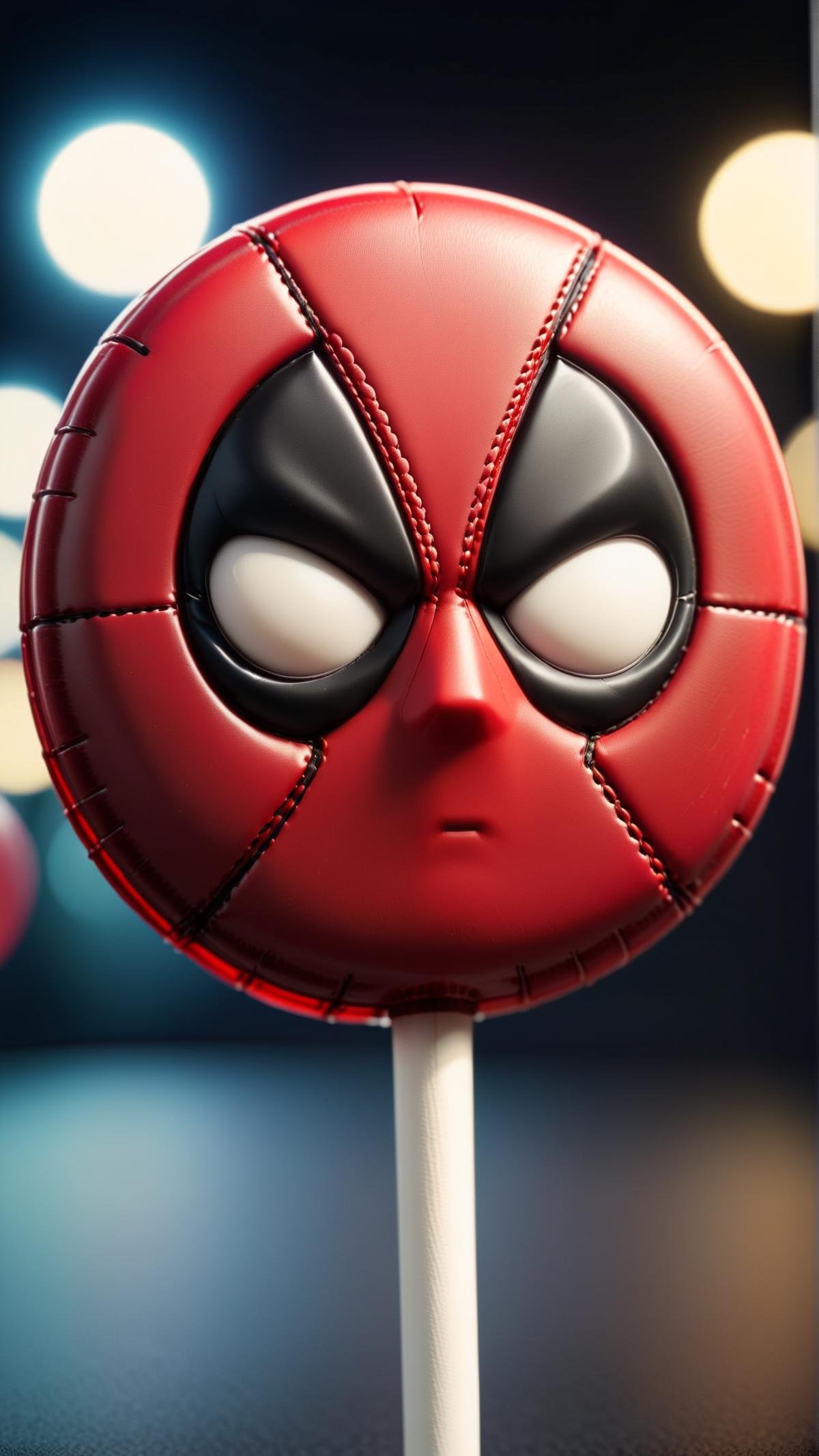 <lora:DeadpoolStyleXL:1>DeadpoolStyle Lollipop, 24mm, (analog, cinematic, film grain:1.3), Bokeh DOF, (Masterpiece:1.3) (best quality:1.2) (high quality:1.1)