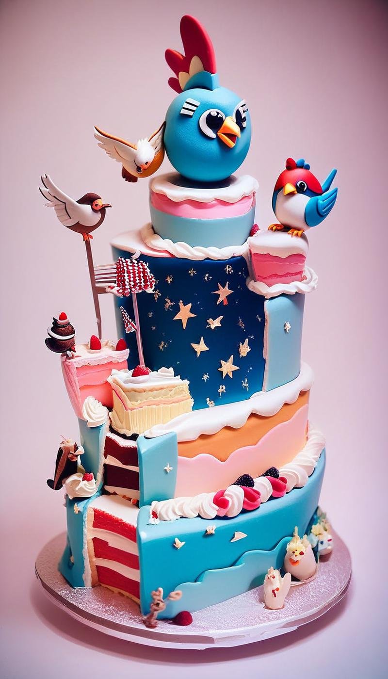 score_9, score_8_up, score_7_up, score_6_up, score_5_up, <lora:CakeStylePony:1> a custom cake, (CakeStyle bird:1.3), made as a cake, (Masterpiece:1.3) (best quality:1.2) (high quality:1.1)