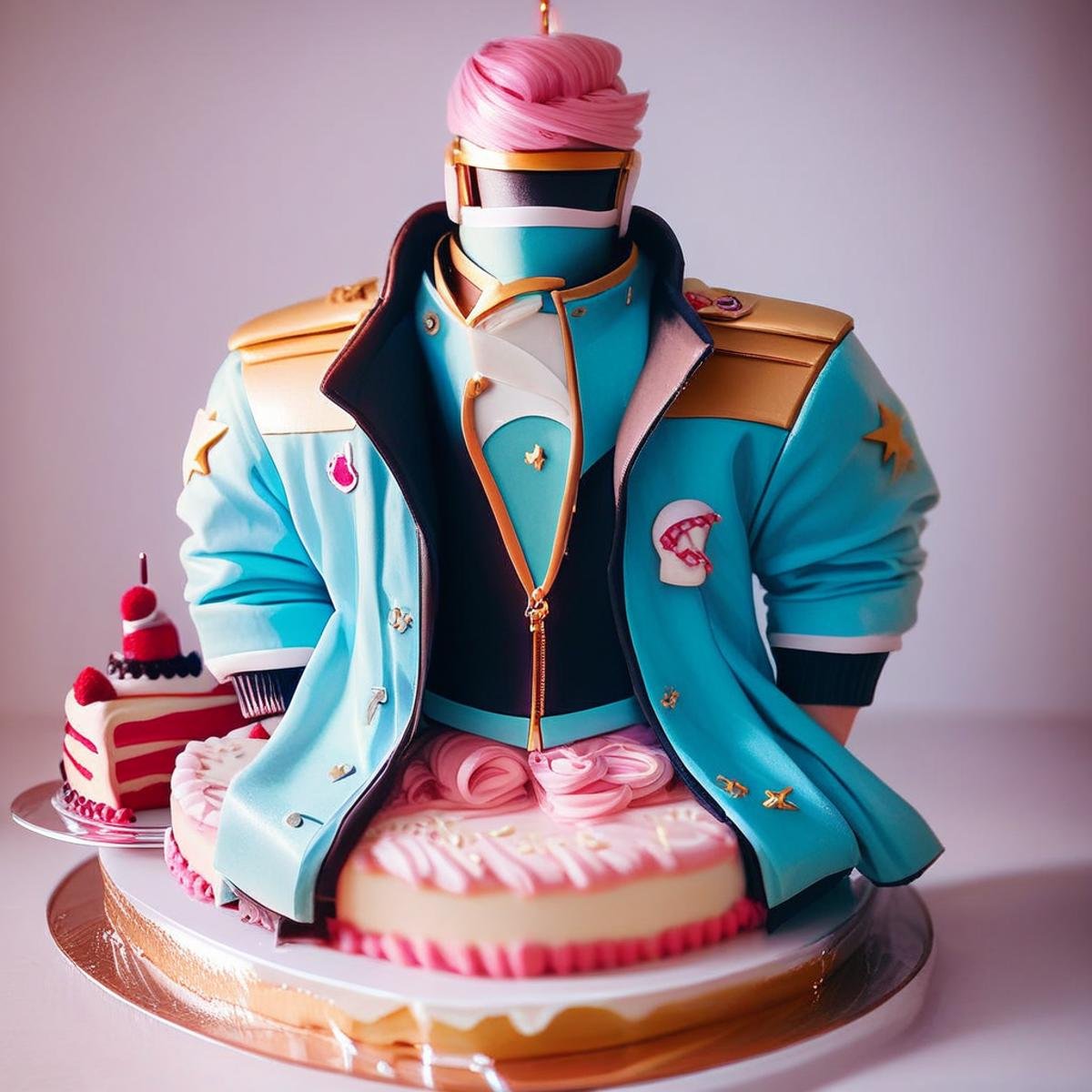 score_9, score_8_up, score_7_up, score_6_up, score_5_up, <lora:CakeStylePony:1> a custom cake, (CakeStyle jacket:1.3), made as a cake, (Masterpiece:1.3) (best quality:1.2) (high quality:1.1)