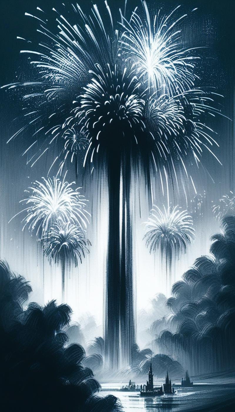 score_9, score_8_up, score_7_up, score_6_up, <lora:CharcoalDarkStylePony:1> CharcoalDarkStyle Fireworks, source_anime, dark, sketch, drawn with charcoal, monochrome, black and white, (Masterpiece:1.3) (best quality:1.2) (high quality:1.1)