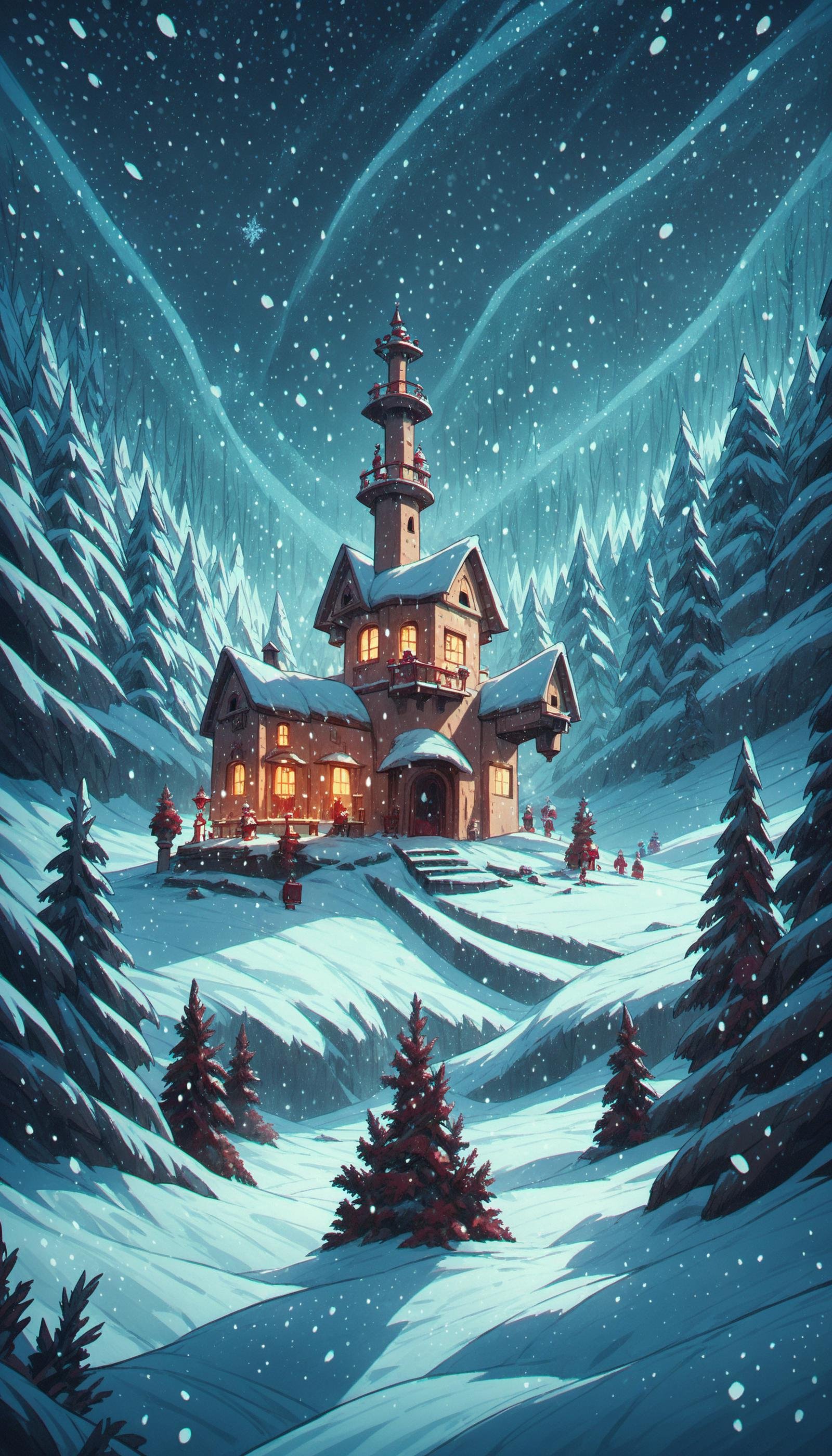 score_9, score_8_up, score_7_up, score_6_up, <lora:ChristmasWinteryPony:0.6> ChristmasWintery a long abandoned stone cottage nestled in the heart of an enchanted forest, snowing, cold, frozen, snow on top, (Masterpiece:1.3) (best quality:1.2) (high quality:1.1)