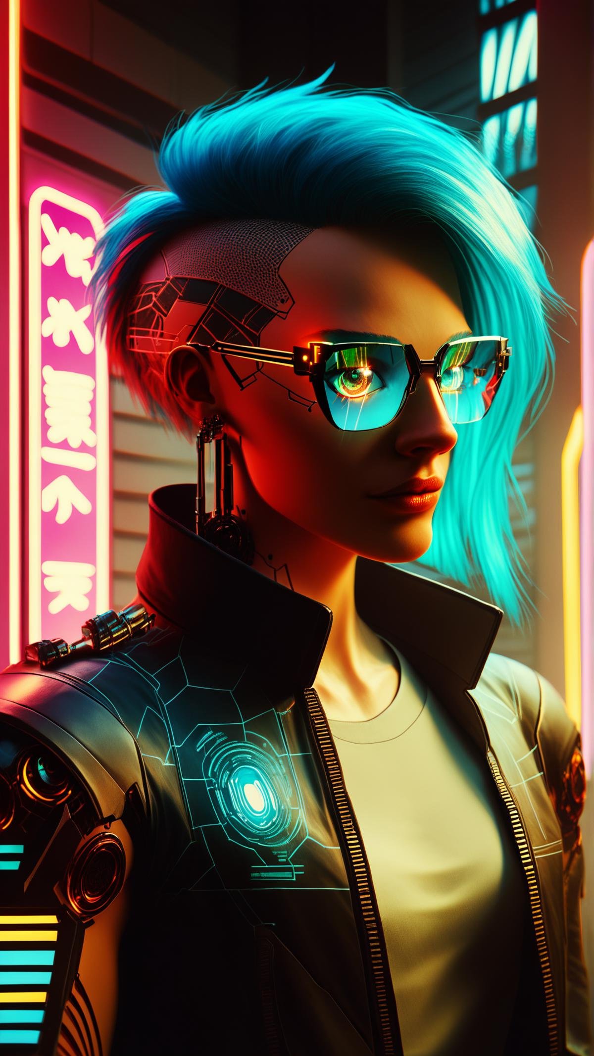 score_9, score_8_up, score_7_up, score_6_up, <lora:CyberpunkWorldPony:1> CyberpunkWorld Glasses, cyberpunk, neon lights, glow, blue tone, sci fi, tech, (Masterpiece:1.3) (best quality:1.2) (high quality:1.1)