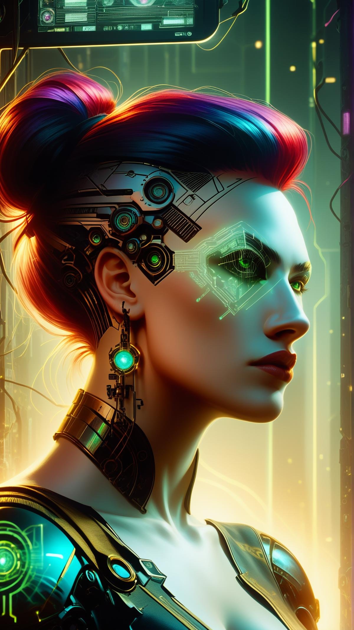 score_9, score_8_up, score_7_up, score_6_up, <lora:CyberpunkWorldPony:1> CyberpunkWorld a portrait of a beautiful sorceress wearing a black robe with gold embroidery, casting a spell, green glows, painted by artgerm and tom bagshaw, in the style of magic the gathering, perfect face, symmetrical face, highly detailed digital art, cyberpunk, neon lights, glow, blue tone, sci fi, tech, (Masterpiece:1.3) (best quality:1.2) (high quality:1.1)