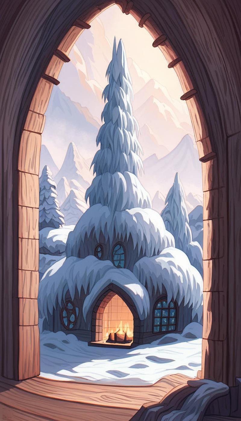 score_9, score_8_up, score_7_up, score_6_up, score_5_up, <lora:FluffyStylePony:1> FluffyStyle (Blue:0.5) Realistic oil painting of an ancient library hidden within a snowy mountain, dimly lit by the sun's rays peeking through the clouds, a snowy owl soaring in the sky above, with intricate bookshelves filled with dusty scrolls and books, grand fireplace, high ceilings, and a warm atmosphere, with snow and icicles on the exterior of the mountain, a feeling of adventure and mystery., (Masterpiece:1.3) (best quality:1.2) (high quality:1.1)