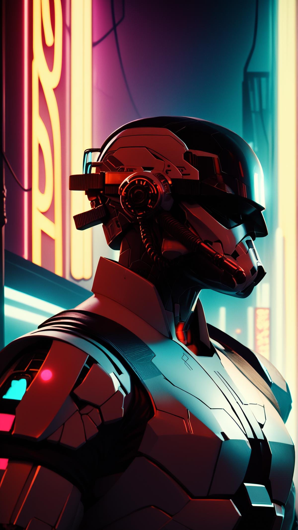 score_9, score_8_up, score_7_up, score_6_up, <lora:C7b3rp0nkStylePony:1> C7b3rp0nkStyle stormtrooper, cyberpunk, neon lights, glow, blue tone, sci fi, tech, (Masterpiece:1.3) (best quality:1.2) (high quality:1.1)