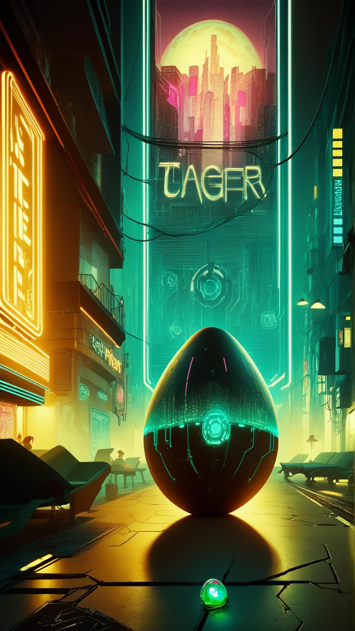 score_9, score_8_up, score_7_up, score_6_up, <lora:C7b3rp0nkStylePony:1> C7b3rp0nkStyle egg, cyberpunk, neon lights, glow, blue tone, sci fi, tech, (Masterpiece:1.3) (best quality:1.2) (high quality:1.1)