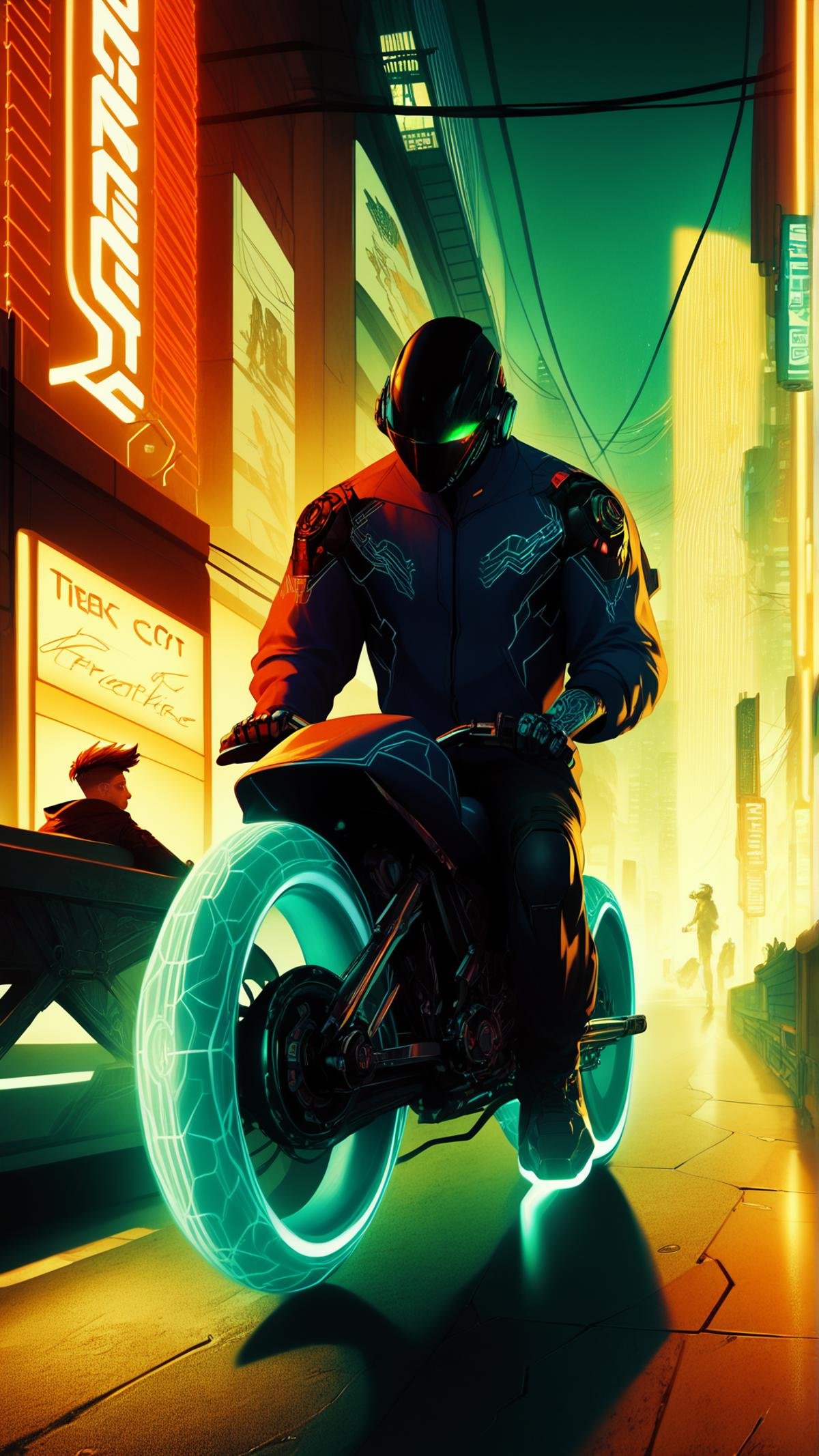 score_9, score_8_up, score_7_up, score_6_up, <lora:C7b3rp0nkStylePony:1> C7b3rp0nkStyle bike, cyberpunk, neon lights, glow, blue tone, sci fi, tech, (Masterpiece:1.3) (best quality:1.2) (high quality:1.1)