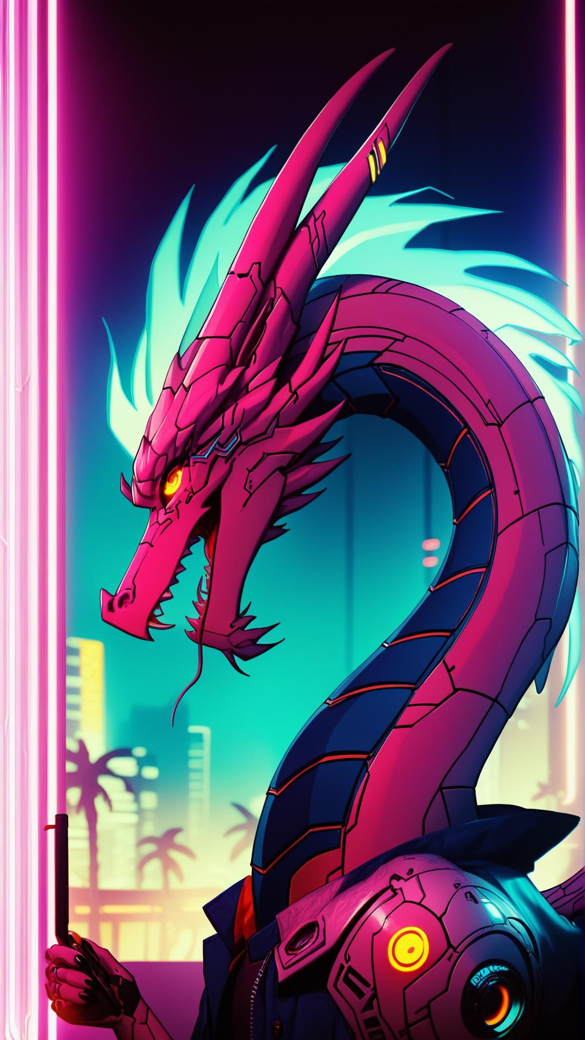 score_9, score_8_up, score_7_up, score_6_up, <lora:C7b3rp0nkStylePony:1> C7b3rp0nkStyle dragon, cyberpunk, neon lights, glow, blue tone, sci fi, tech, (Masterpiece:1.3) (best quality:1.2) (high quality:1.1)