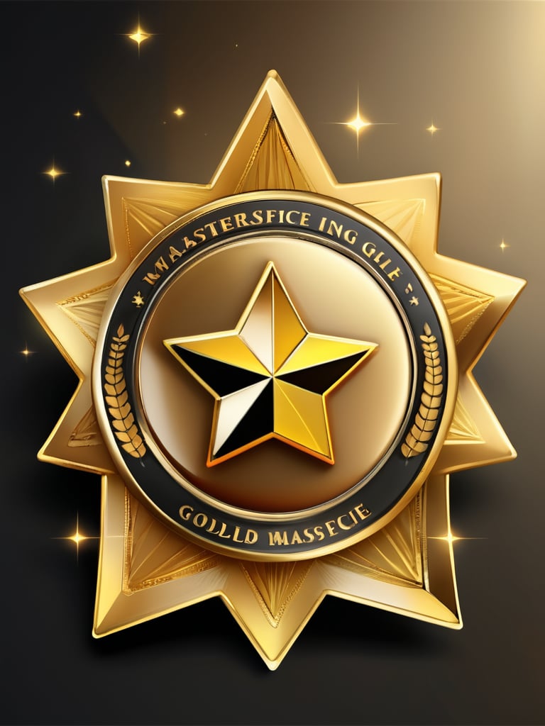 Masterpiece, realistic. High quality.
Gold badge. Star
