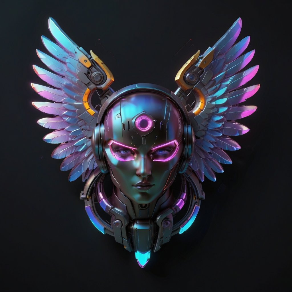 Score_9, Score_8_up, Score_7_up, Score_6_up, Score_5_up, Score_4_up, masterpiece, best quality,
BREAK
(FuturEvoLabBadge:1.5), cyberpunk badge, 
BREAK
Cyberpunk style, Cyberpunk girl head, wings composed of brushes behind her,
BREAK
front view, Purple energy gem, neon colors, intricate design, symmetrical pattern, futuristic emblem, vibrant hues, high-tech, black background, 
