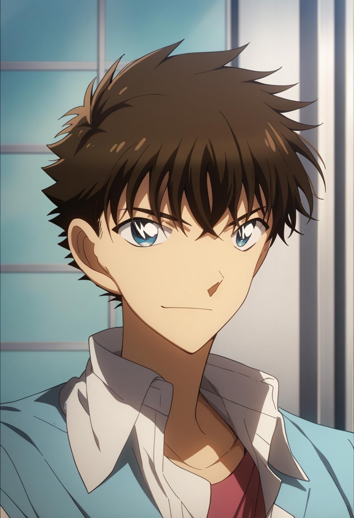 score_9, score_8_up, score_7_up, score_6_up, 1boy, kaito kuroba, brown hair, blue eyes, official art, best quality, amazing quality, best aesthetic, absurdres, solo, ,Butcha, score_5_up<lora:EMS-345883-EMS:1.000000>