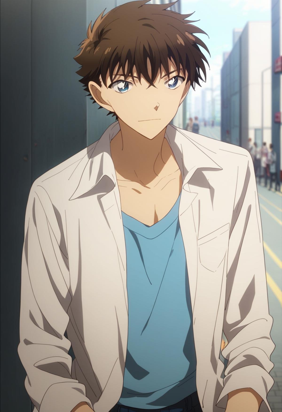 score_9, score_8_up, score_7_up, score_6_up, 1boy, kaito kuroba, brown hair, blue eyes, official art, best quality, amazing quality, best aesthetic, absurdres, solo, ,Butcha, score_5_up<lora:EMS-345883-EMS:1.000000>