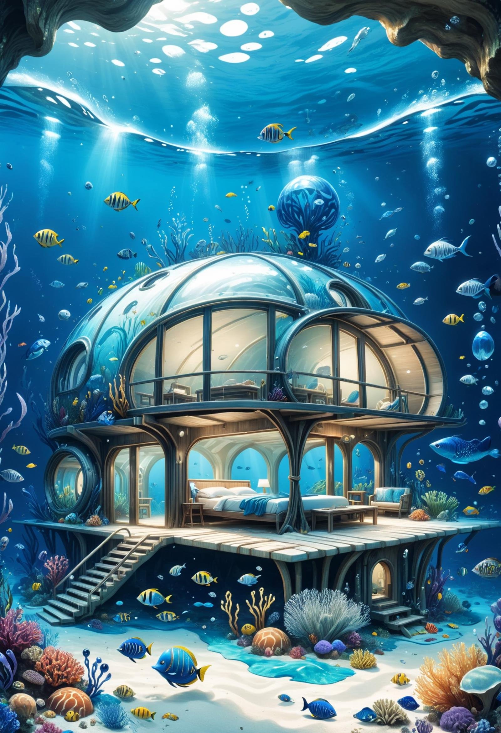 DonMW4t3r3l3XL underwater base villa in savanna biome <lora:DonMW4t3r3l3XL:1>