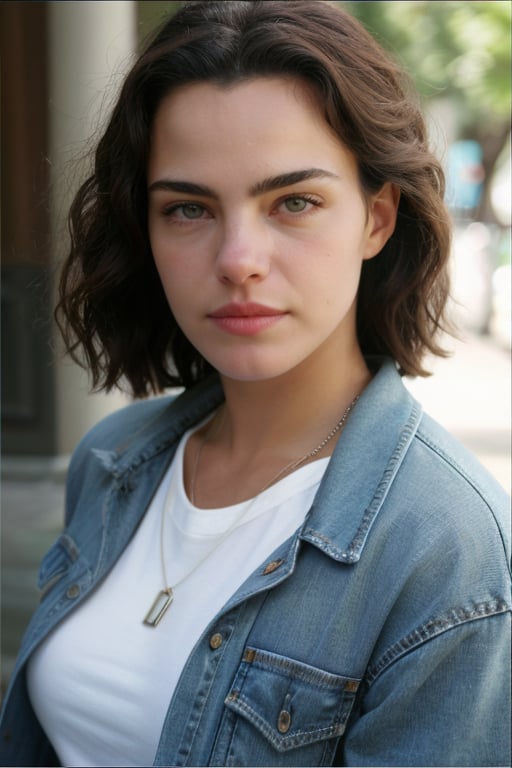 Realistic photo of Ana Paula Arosio woman, realistic and detailed face, realistic and detailed eyes, dressed in casual attire, wearing jeans and a t-shirt, cinematic style