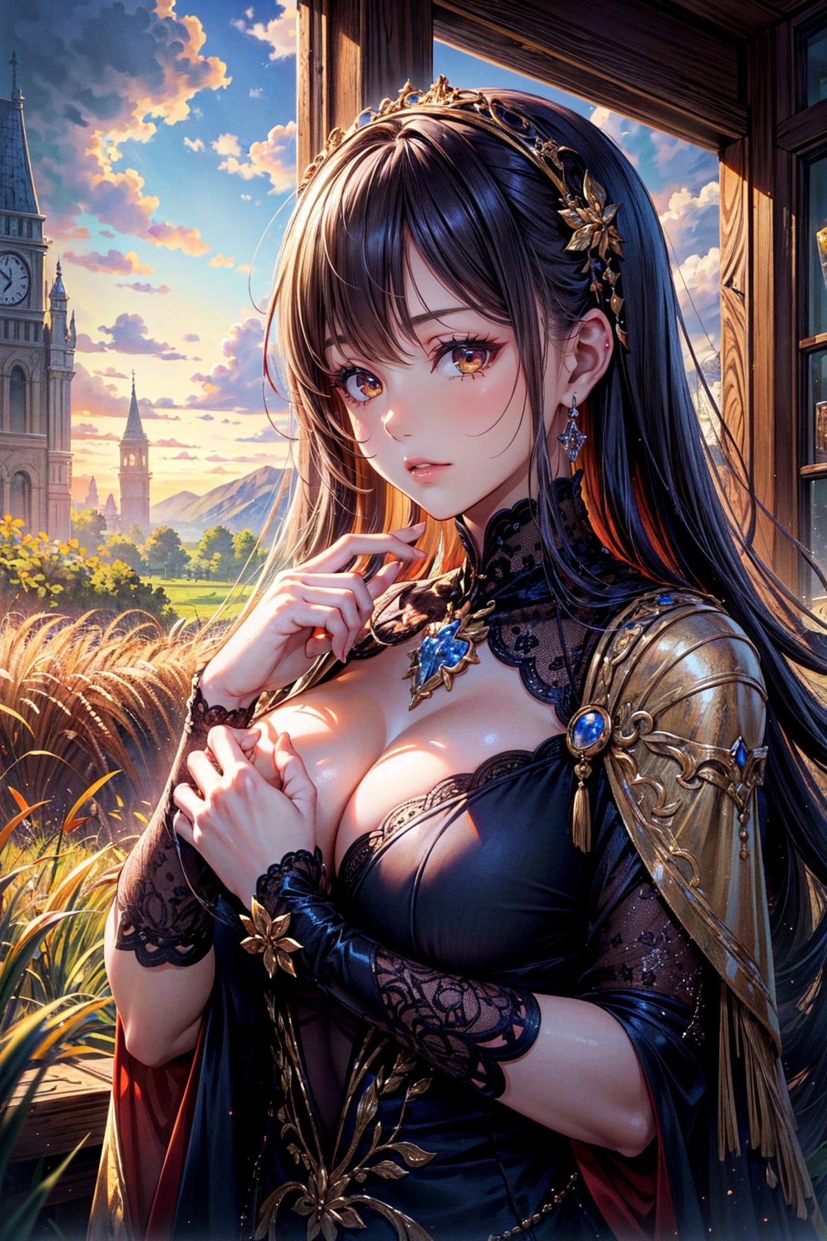 (masterpiece:1.2),(best quality:1.2),intricate details,newest,ai-generated,perfect anatomy,beautiful girl,(1girl:1.3),kitchen,Golden wheat fields stretching to the horizon,edgQuality,