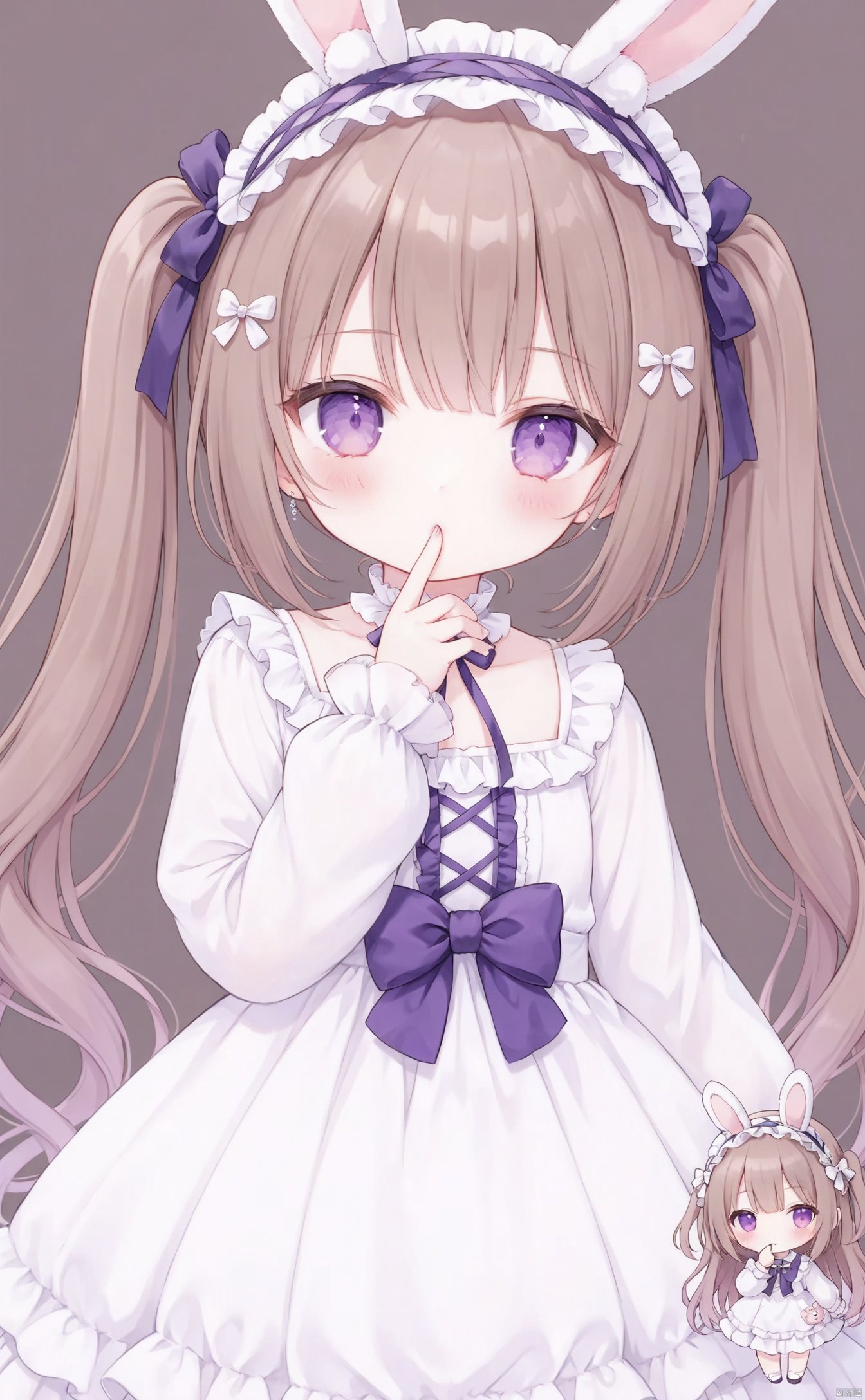  very long hair,twintails,loli,loli,loli,loli,loli,loli,loli,loli,loli,grossissementdedeuxcentsoixantepourcent_portrait,grossissementdedeuxcentsoixantepourcent_portrait,grossissementdedeuxcentsoixantepourcent_portrait,grossissementdedeuxcentsoixantepourcent_portrait,grossissementdedeuxcentsoixantepourcent_portrait,grossissementdedeuxcentsoixantepourcent_portrait,grossissementdedeuxcentsoixantepourcent_portrait,grossissementdedeuxcentsoixantepourcent_portrait,构图-yps98815-1_预览-on, 1girl, animal_ears, stuffed_toy, long_hair, rabbit_ears, dress, stuffed_animal, purple_eyes, stuffed_bunny, brown_hair, hair_ornament, white_dress, finger_to_mouth, lolita_hairband, lolita_fashion, chibi, blush, looking_at_viewer, hairband, long_sleeves, bow, two_side_up