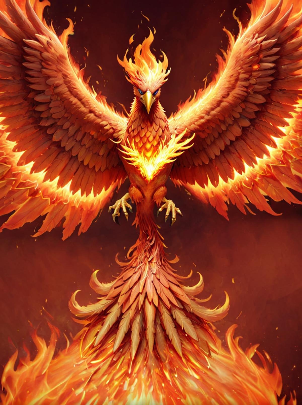 masterpiece,high resolution,detailed, <lora:fire_xl:0.8>,firemode,fire,wings,solo,phoenix