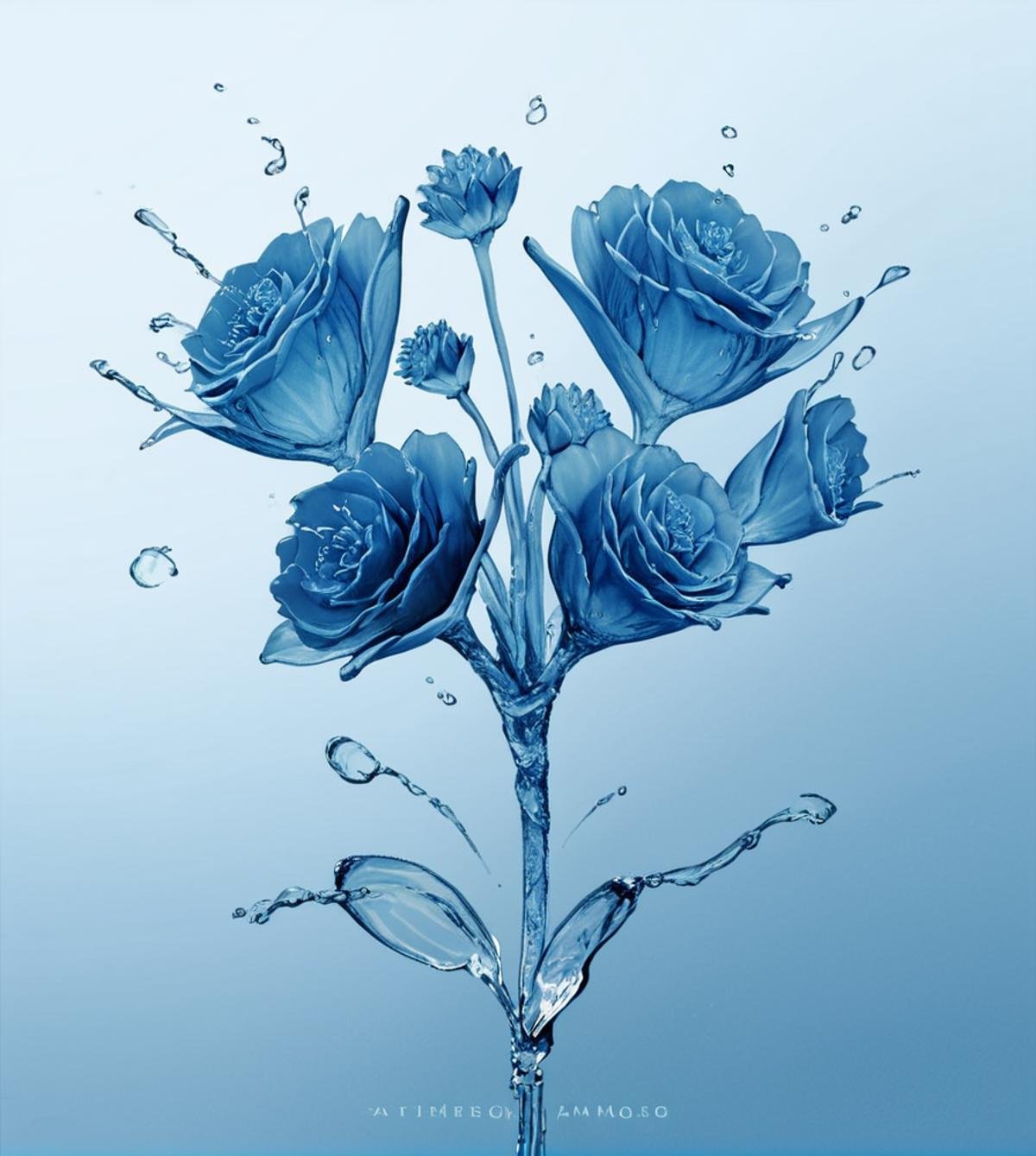 score_9, score_8_up, score_7_up, score_6_up, score_5_up, score_4_up, <lora:water:0.6>,watermode, no humans, blue theme, water, gradient, gradient background, blue background, , simple background, , flower