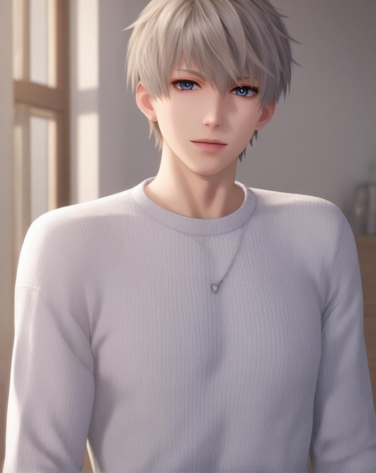 score_9, score_8_up, score_7_up, rating_safe, source_realistic, BREAK, depth of field, 1boy, solo, mature male, male focus, <lora:luke_pony_v2:0.74>, xavier_lnds, gray hair, blue eyes, short hair, hair between eyes, bangs,  upper body, gray sweater, looking at viewer, facing viewer, straight-on,  <lora:xavier_lnds_pony:1> 