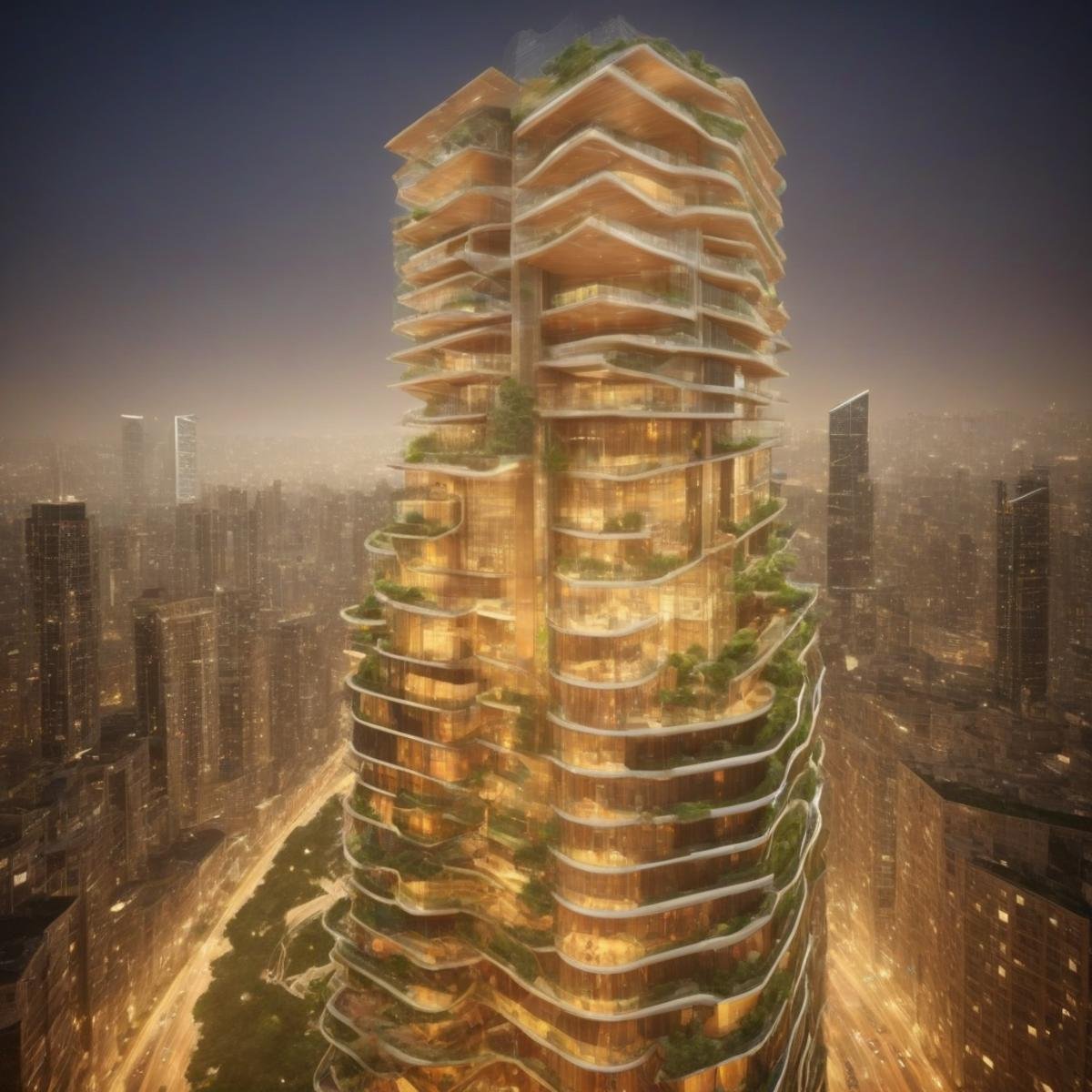 (a modern design skyscraper,  with a large tower and a pool in the middle of it,  surrounded by tall buildings,  futuristic:1.4), (Curved highways and viaducts,  streamlined building shapes,  glass curtains,  vertical elevators:1.3),  (building greening:0.8), (large file,  super realistic,  perfect,  photograpy,  construction sales photograpy,  Interior design,  super high resolution,  cinematic photography:1.2),  (amazing,  mystery,  Spectacular,  Luxurious,  elegance,  perfect design,  harmonious color:1.1), [:(Door details,  Window details,  Railing details,  Staircase details,  Furniture details,  Appliance details,  Vehicle details,  Leaf details,  Stone texture,  Wood texture,  Marble texture,  Cement texture,  metal texture,  glass texture:0.4):0.85], (blurred background:1.4), [(background,  more_details:0.3),  (more_details:0.6),  (more_details:0.8), (more_details:1.2):0.65], aw0k illuminate,<lora:EMS-59651-EMS:0.800000>,<lora:EMS-259963-EMS:1.200000>