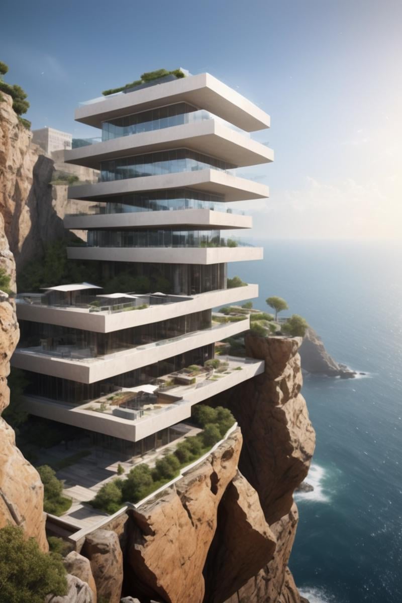 (Modern style architecture,  Art galleries and public buildings on a rocky coast,  half embedded in the cliff:1.3),  (avant-garde,  future,  reality,  science fiction,  photorealistic),  (modern architecture:1.2),  (Large Files,  Ultra Realistic,  8K,  16k,  FHD,  HD,  VFX,  Perfect,  Photography,  composition,  Architecture Sales Photography,  Architecture Competition,  Ultra High Resolution,  Cinematography,  High Resolution Image:1.1),  (dramatic lighting,  direct sunlight,  ray tracing,  clear shadow:1.2),  (real landscape:1.1),  (blurred background:1.0),  (urban background,  more_details) , horizontal,<lora:EMS-61413-EMS:0.400000>,<lora:EMS-274228-EMS:0.400000>,<lora:EMS-301227-EMS:1.100000>