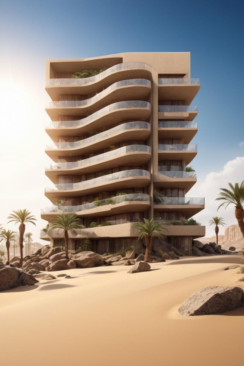 (future city, Shopping malls, department stores, hotels and commercial offices on a rocky coast, in a desert oasis, half buried in the sand:1.3), (avant-garde, future, reality, science fiction, photorealistic), (modern architecture:1.2), (Large Files, Ultra Realistic, 8K, 16k, FHD, HD, VFX, Perfect, Photography, composition, Architecture Sales Photography, Architecture Competition, Ultra High Resolution, Cinematography, High Resolution Image:1.1), (dramatic lighting, direct sunlight, ray tracing, clear shadow:1.2), (real landscape:1.1), (blurred background:1.0), (urban background, more_details), ,horizontal,frames,<lora:EMS-61413-EMS:0.400000>,<lora:EMS-274228-EMS:0.400000>,<lora:EMS-305972-EMS:1.100000>