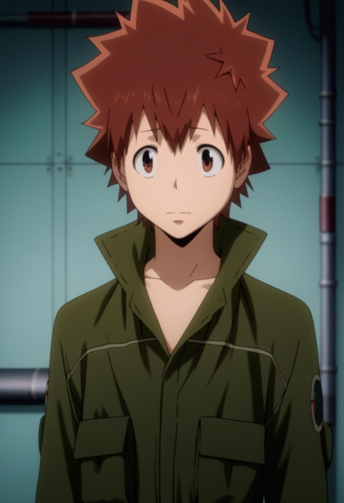 score_9, score_8_up, score_7_up, score_6_up, highly detailed, masterpiece, best quality,detailed,intricate details, amazing quality, best aesthetic, absurdres, tsunayoshi sawada, brown hair, brown eyes, green jumpsuit, 1boy, male focus, jumpsuit<lora:EMS-391553-EMS:1.000000>