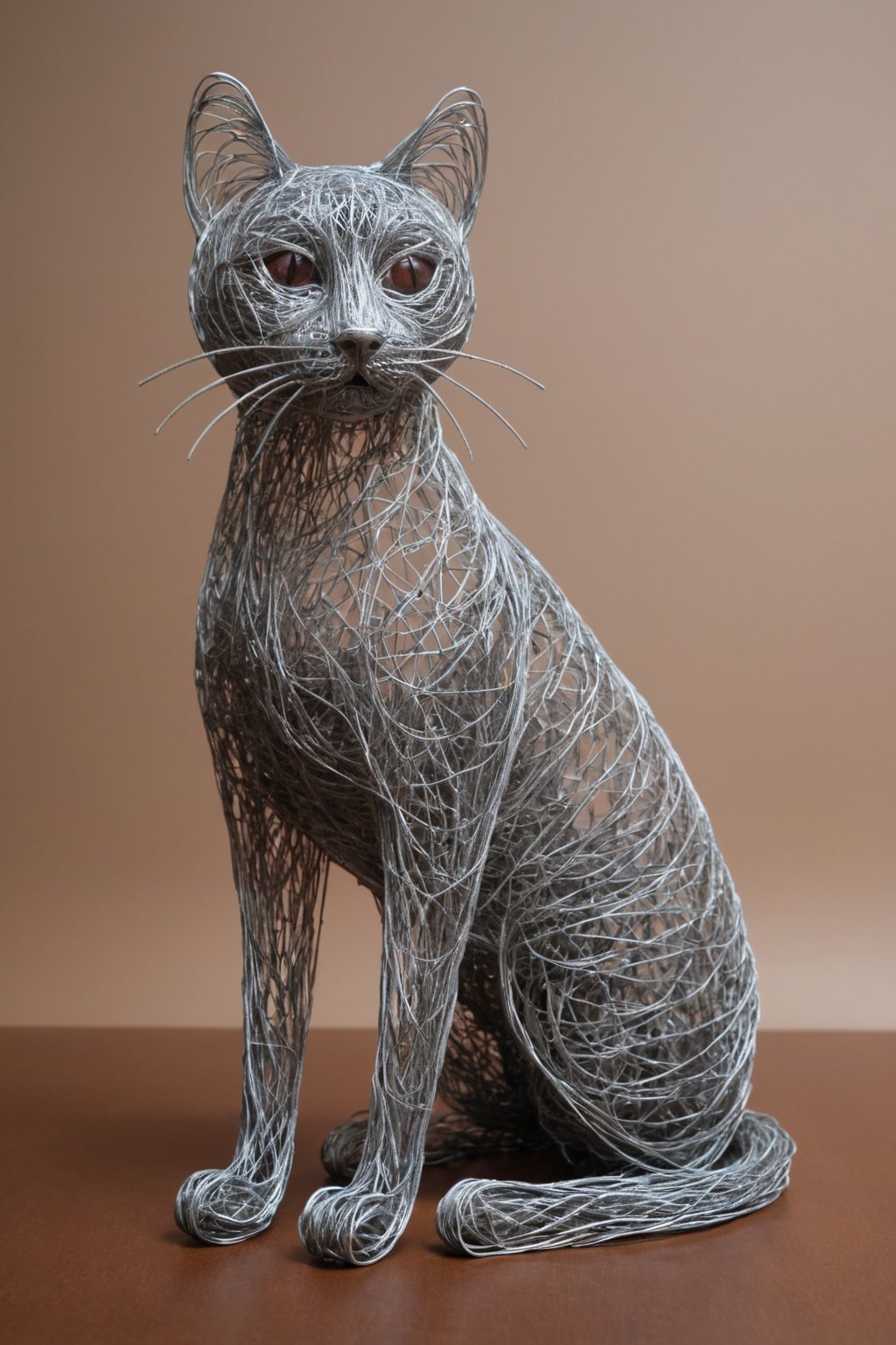 wire sculpture of a cat