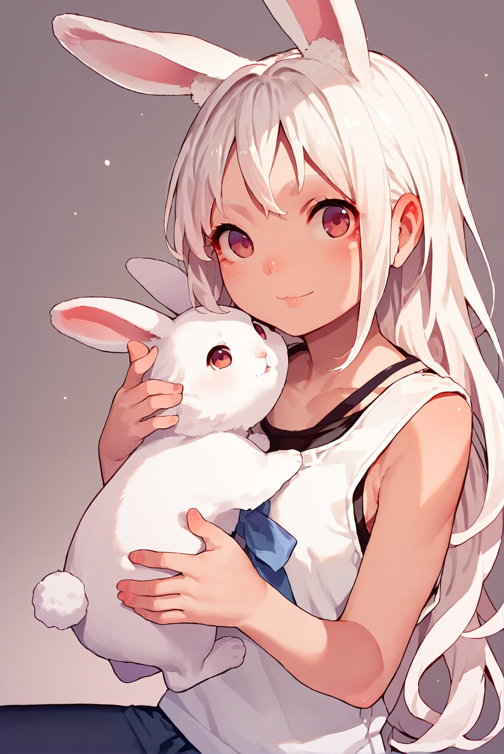 score_9_up, score_8_up, score_7_up, source_anime, 1girl, cute, rabbit girl, white hair, red eyes