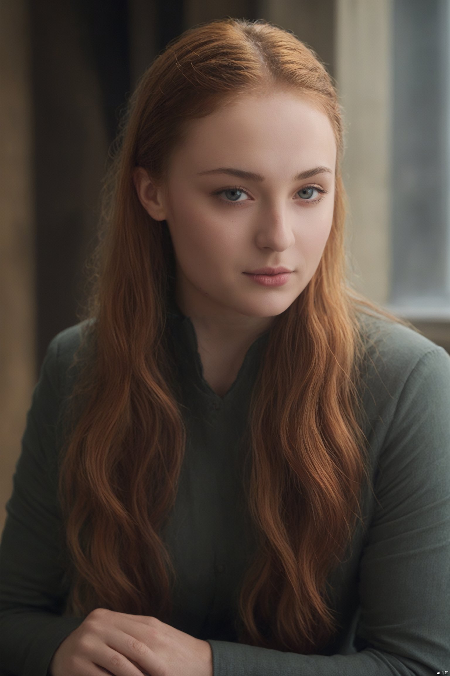  analog style,modelshoot style,portrait of sks woman,epic (photo, studio lighting, hard light, sony a7, 50 mm, matte skin, pores, colors, hyperdetailed, hyperrealistic), Game of Thrones,SansaStark,Sophie Turner,